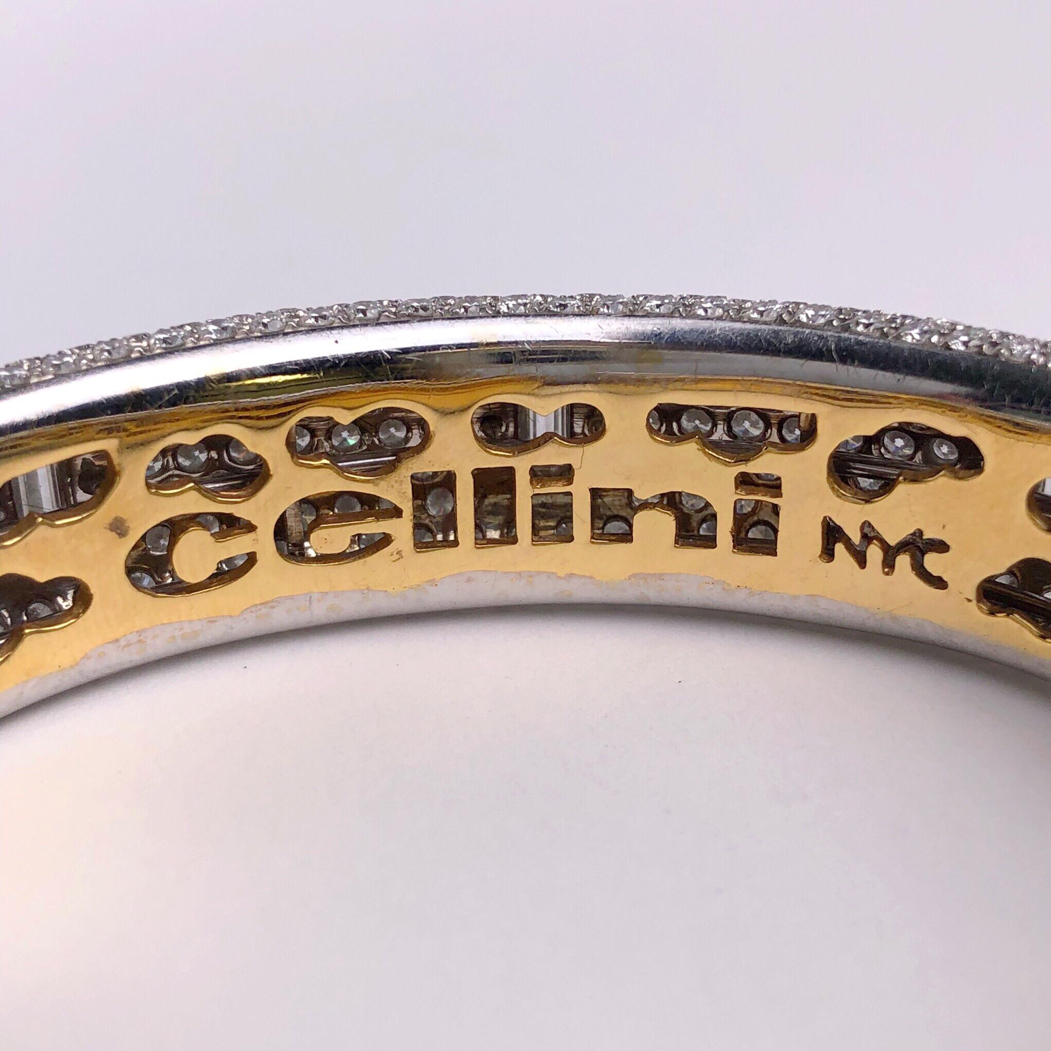 Modern G. Verdi for Cellini 18 Karat Gold and 10.13 Carat Diamond Pave Bangle For Sale