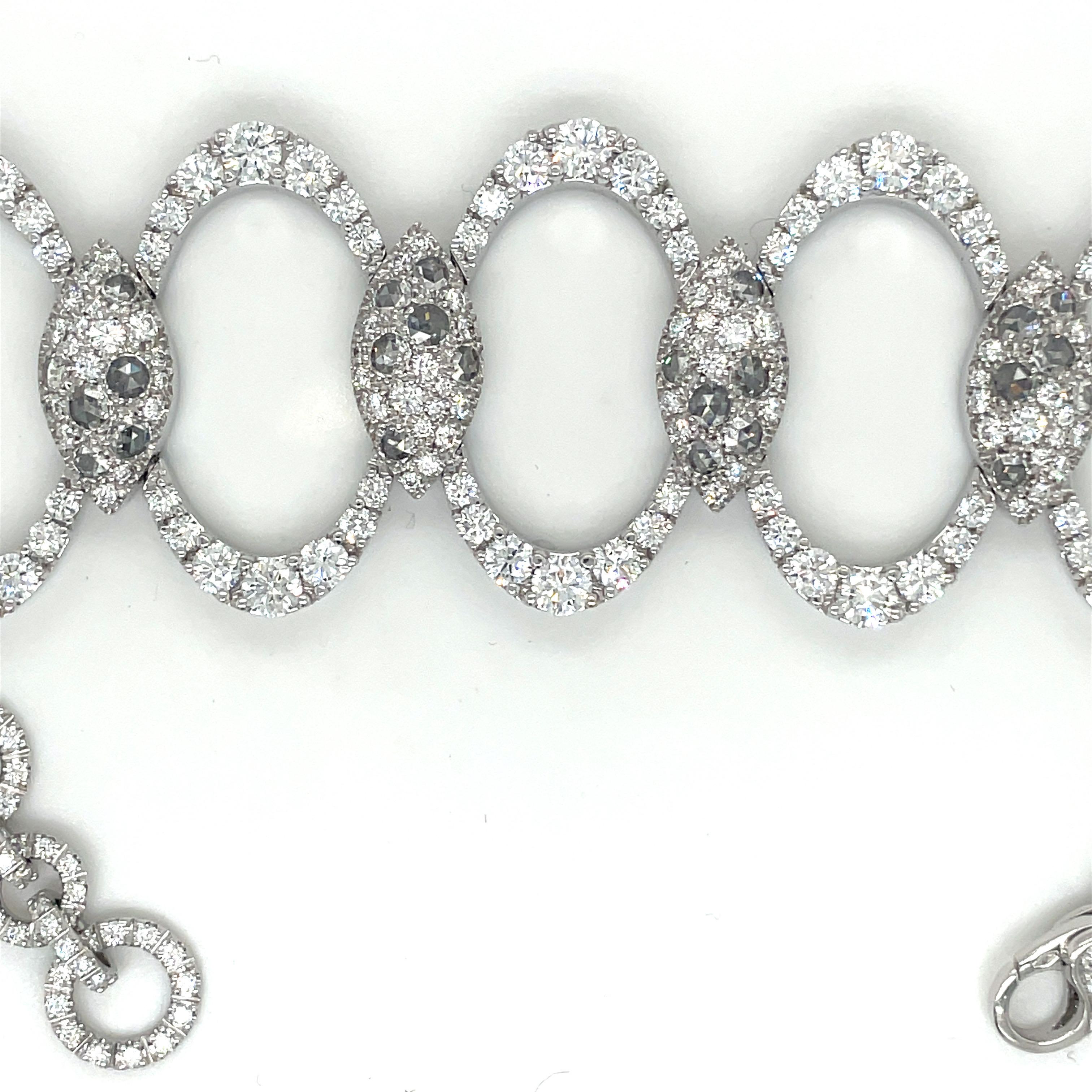 Women's or Men's G. Verdi for Cellini 18kt Wg 10.50ct. Brilliant & Rose Cut Diamond Bracelet For Sale