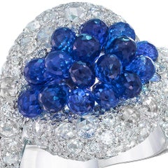 G. Verdi for Cellini 18kt White Gold Briolette Sapphire and Diamond Braid Ring