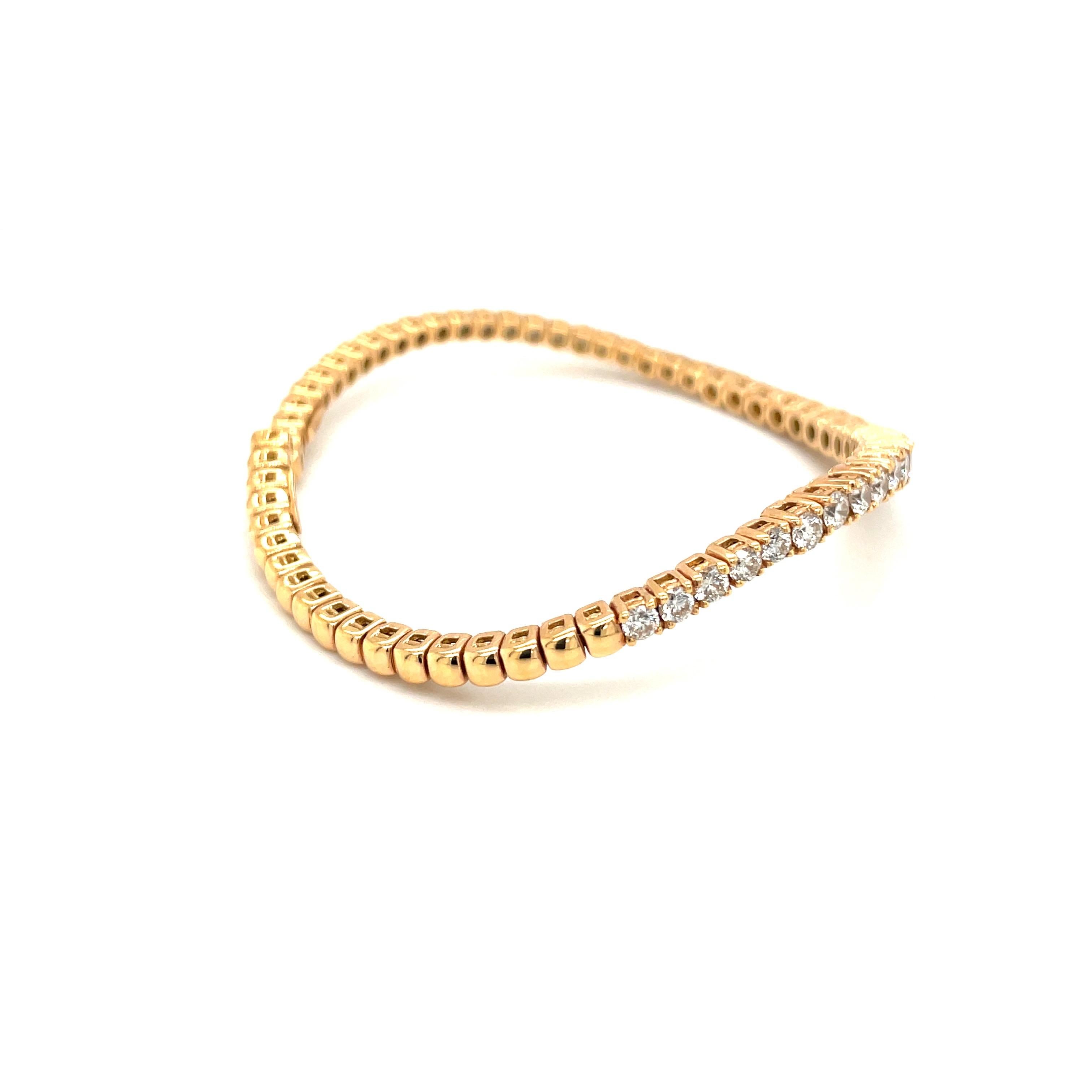 Contemporary G. Verdi for Cellini NYC 18KT RG 2.38CT Diamond Curved Spring Wire Bracelet For Sale