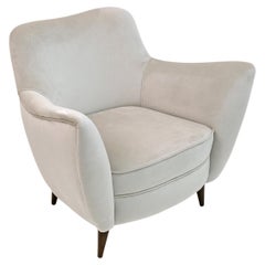 G. Veronesi Mid-Century Modern Italian Velvet Armchair by ISA, 1950s