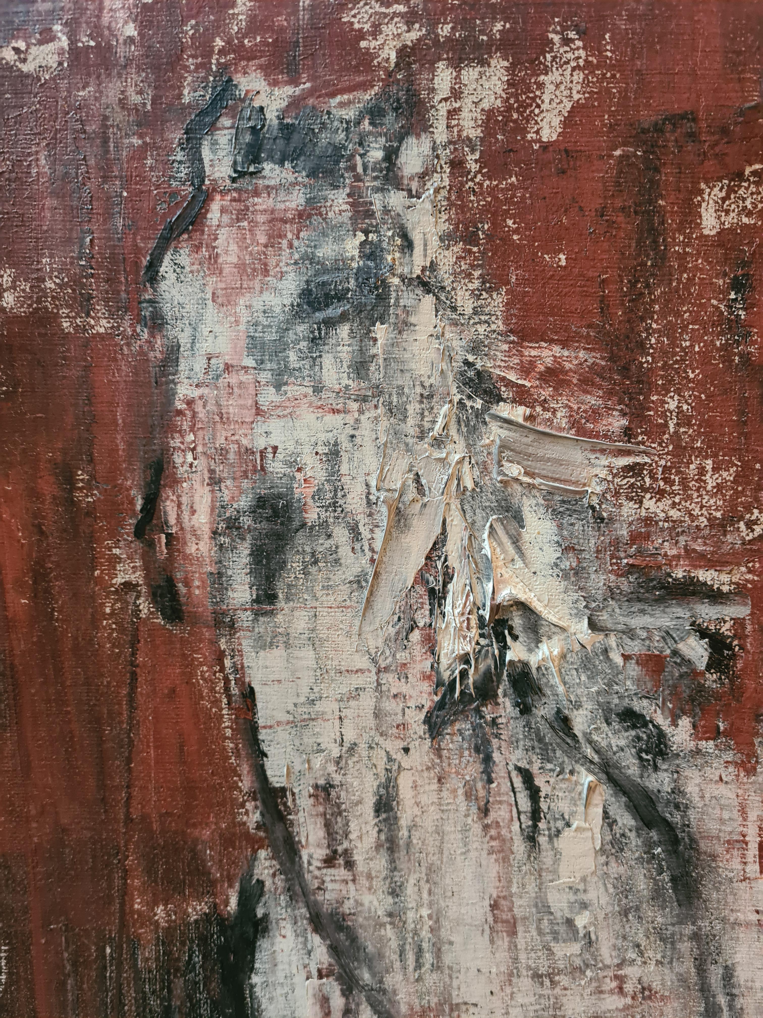 Óleo francés de mediados de siglo sobre lienzo Retrato ecuestre - Painting de G Villet