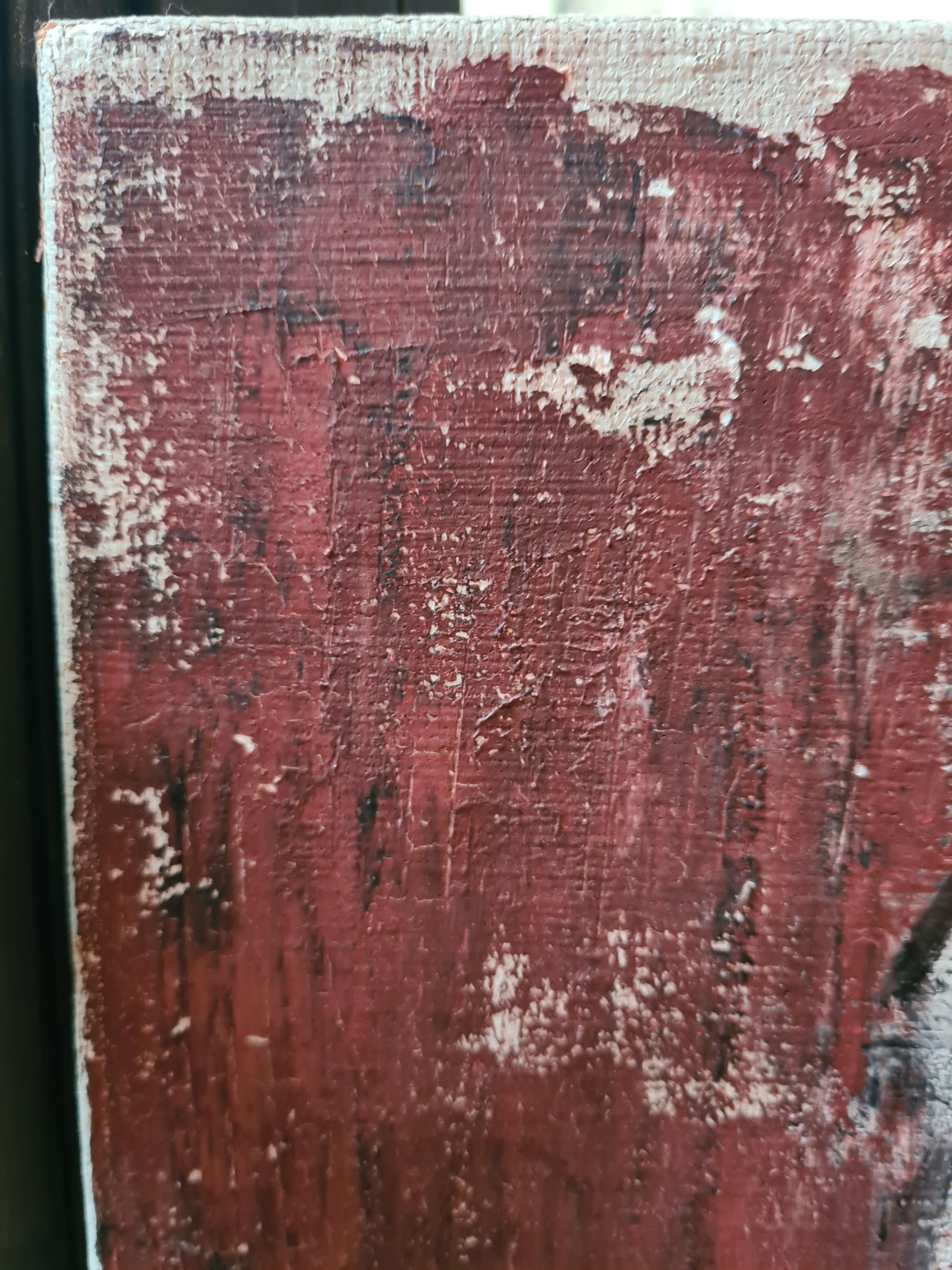 Óleo francés de mediados de siglo sobre lienzo Retrato ecuestre en venta 5