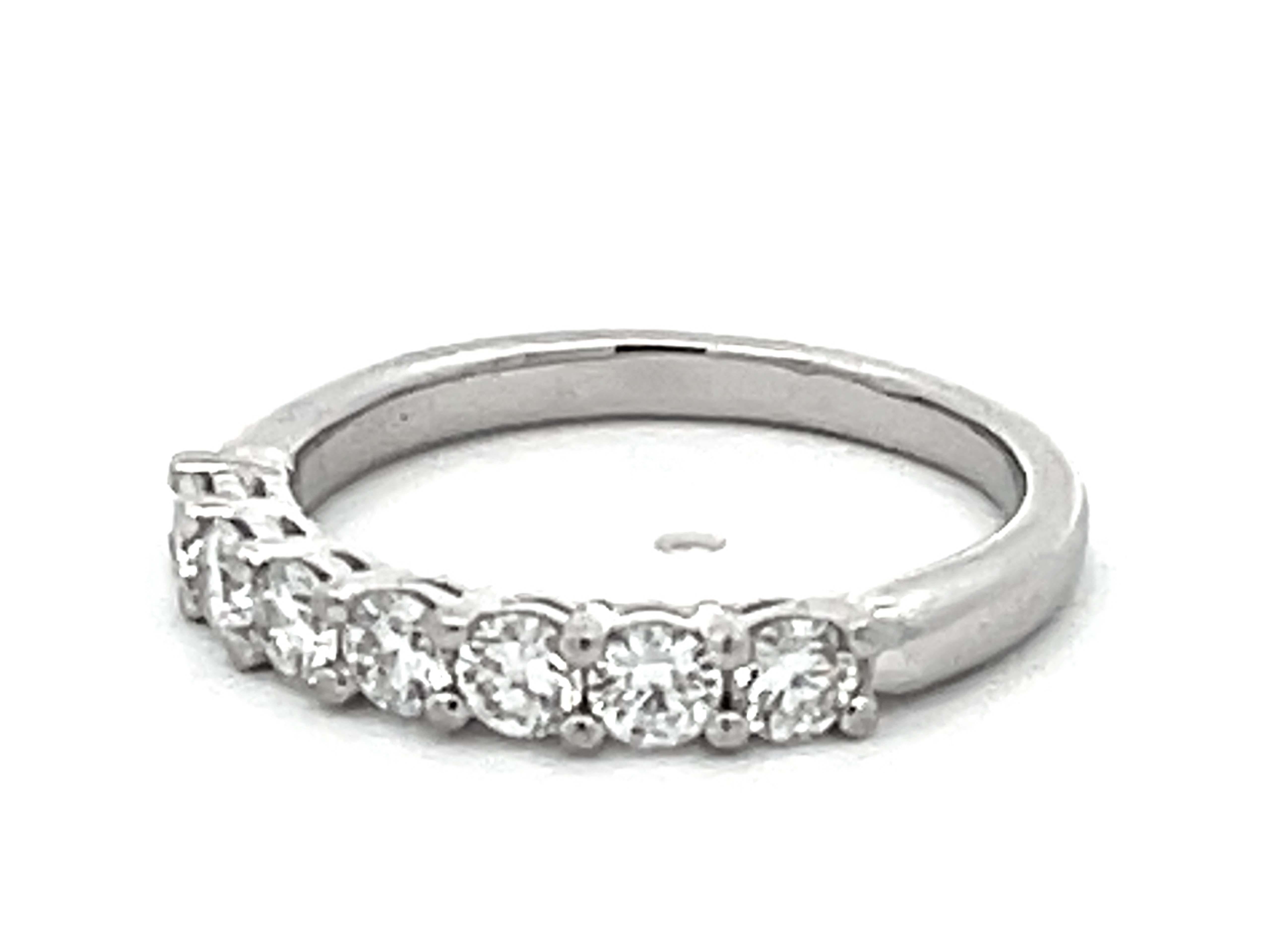 Brilliant Cut G, VS, 7 Diamond Band Ring Platinum For Sale