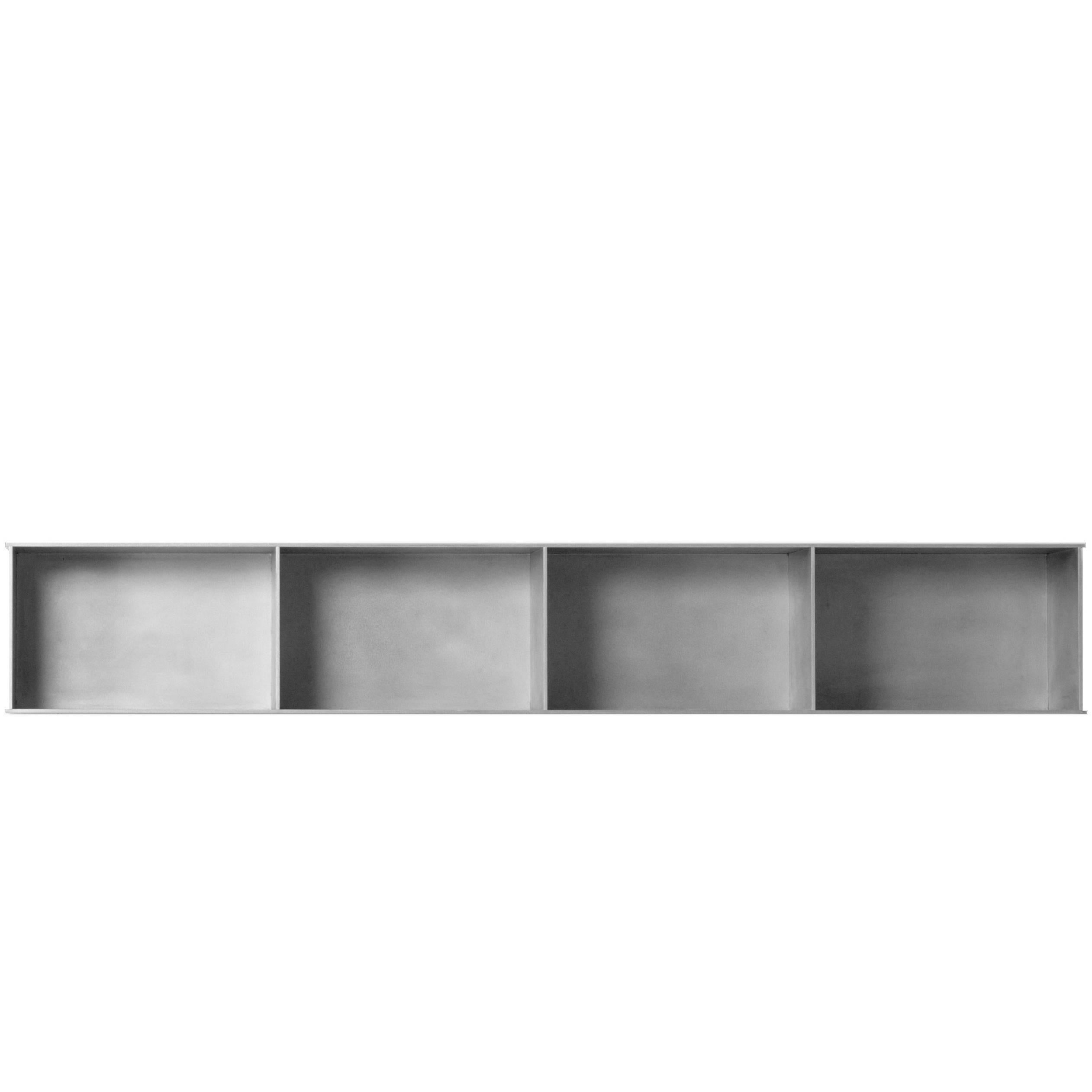 Contemporary G Wall-Mounted Shelf with Doors in Waxed Aluminum Plate by Jonathan Nesci For Sale