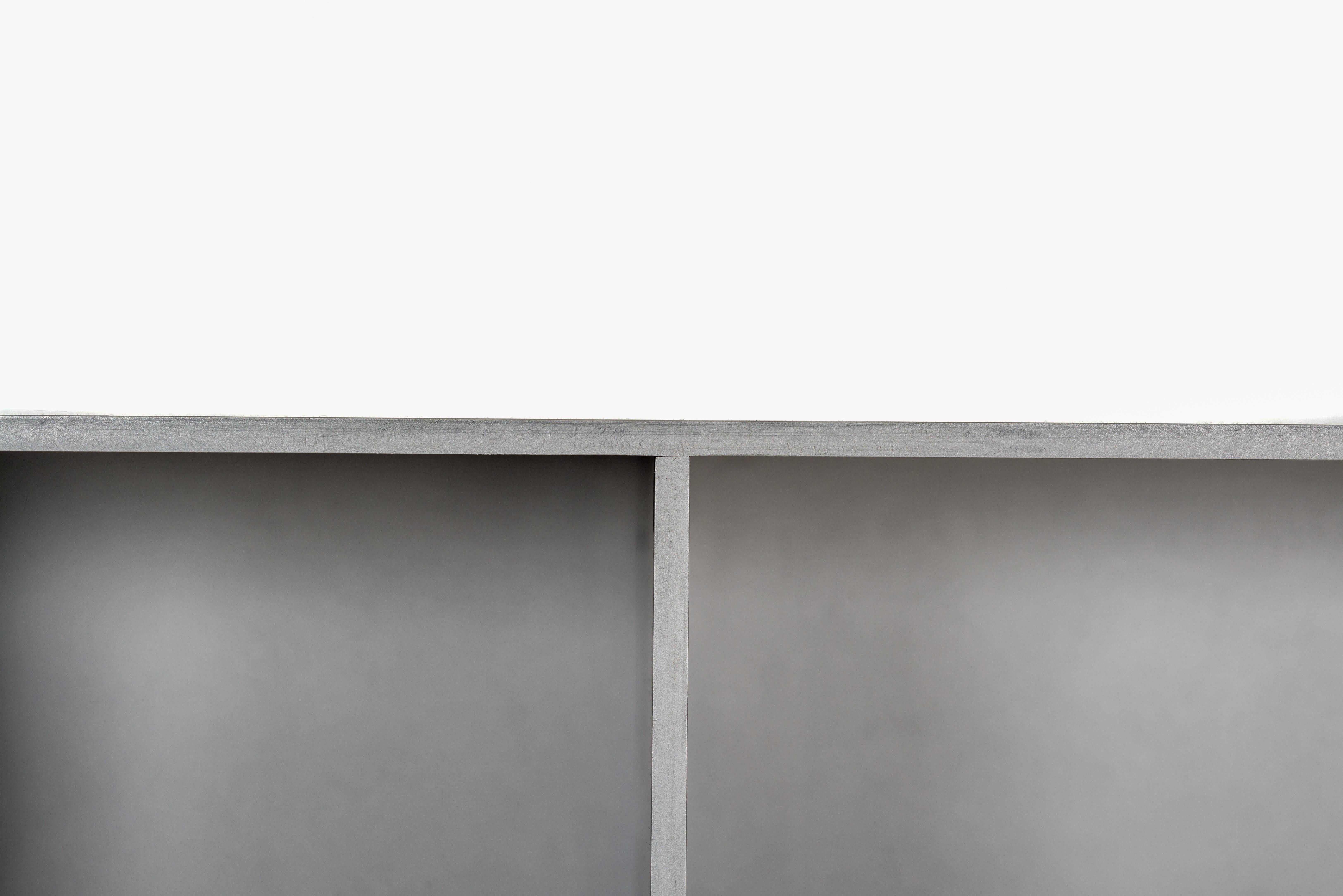 G Wall-Mounted Shelf with Doors in Waxed Aluminum Plate by Jonathan Nesci For Sale 6