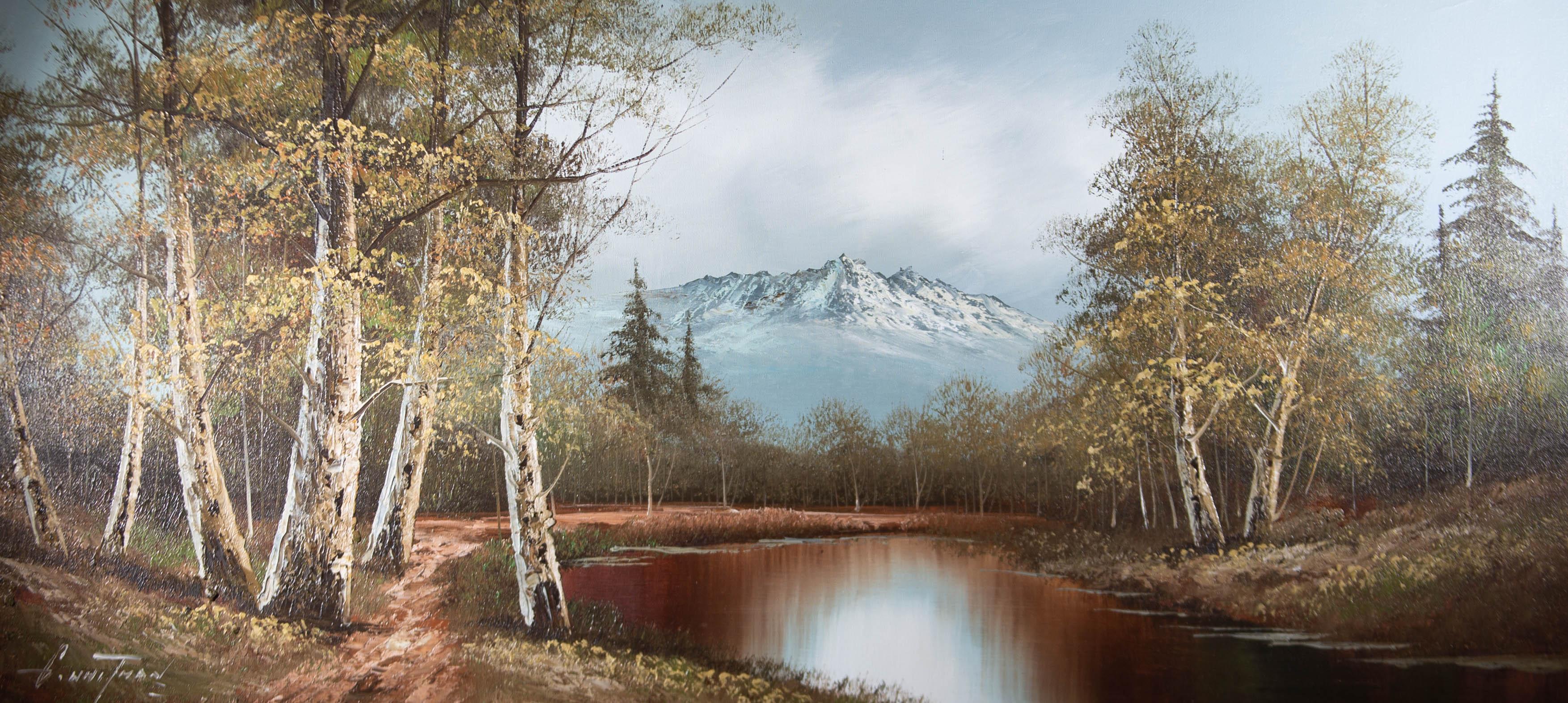 G. Whitman - Huile contemporaine, lac de montagne canadien 1