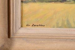 Haymaking in Provence, Impressionist Landscape with Figure and Mountain View