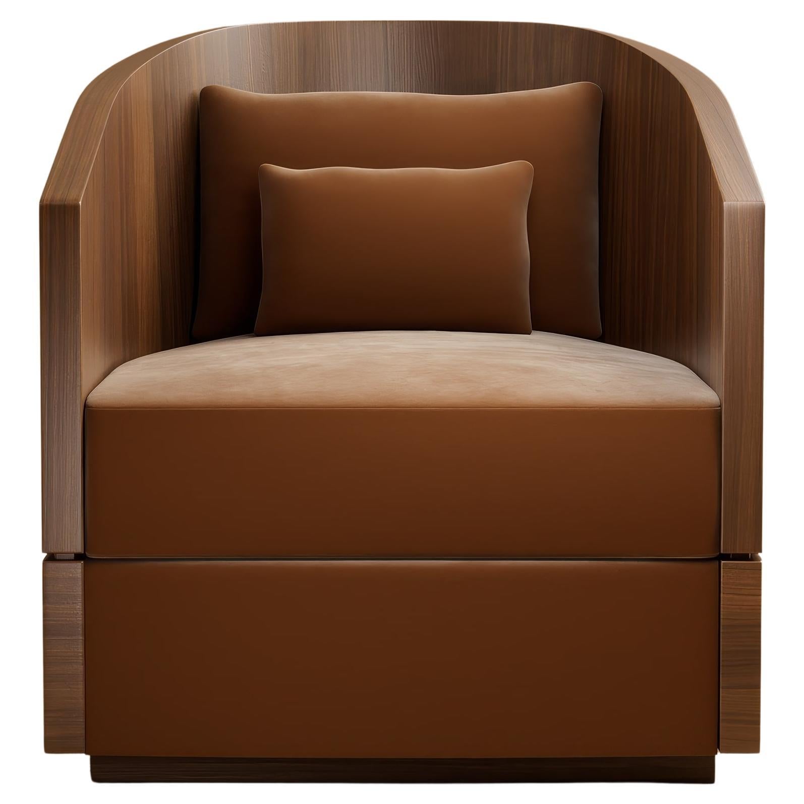 The Grant Lounge Chair is Lusano’s ode to sculptural comfort, an object of quiet power and refined ease. With its bold walnut frame and generous upholstered seat, it balances architectural precision with an inviting softness. The form is both