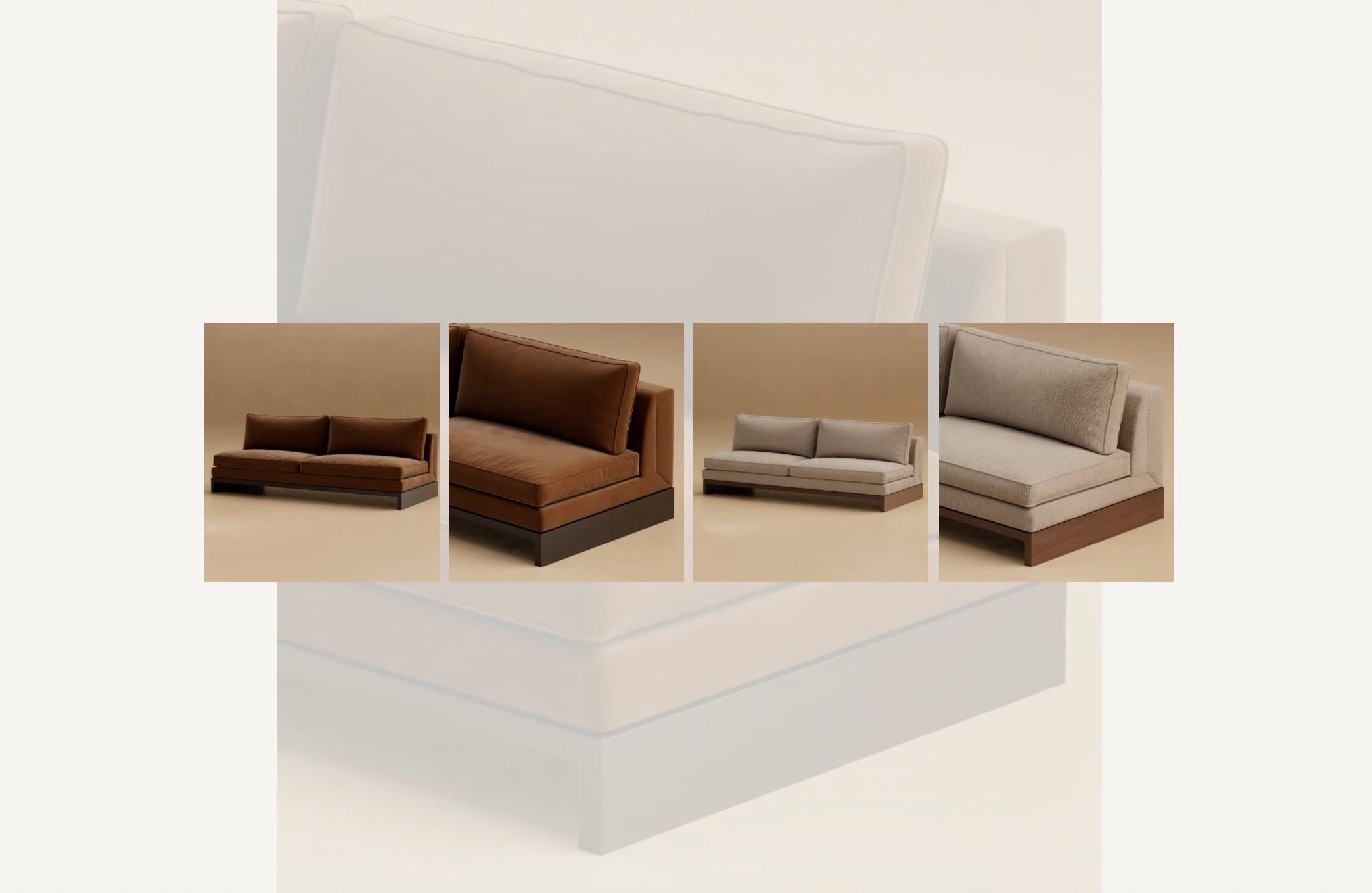 Hand-Crafted G.02 Armless Sofa / Natural Walnut by Lusano For Sale