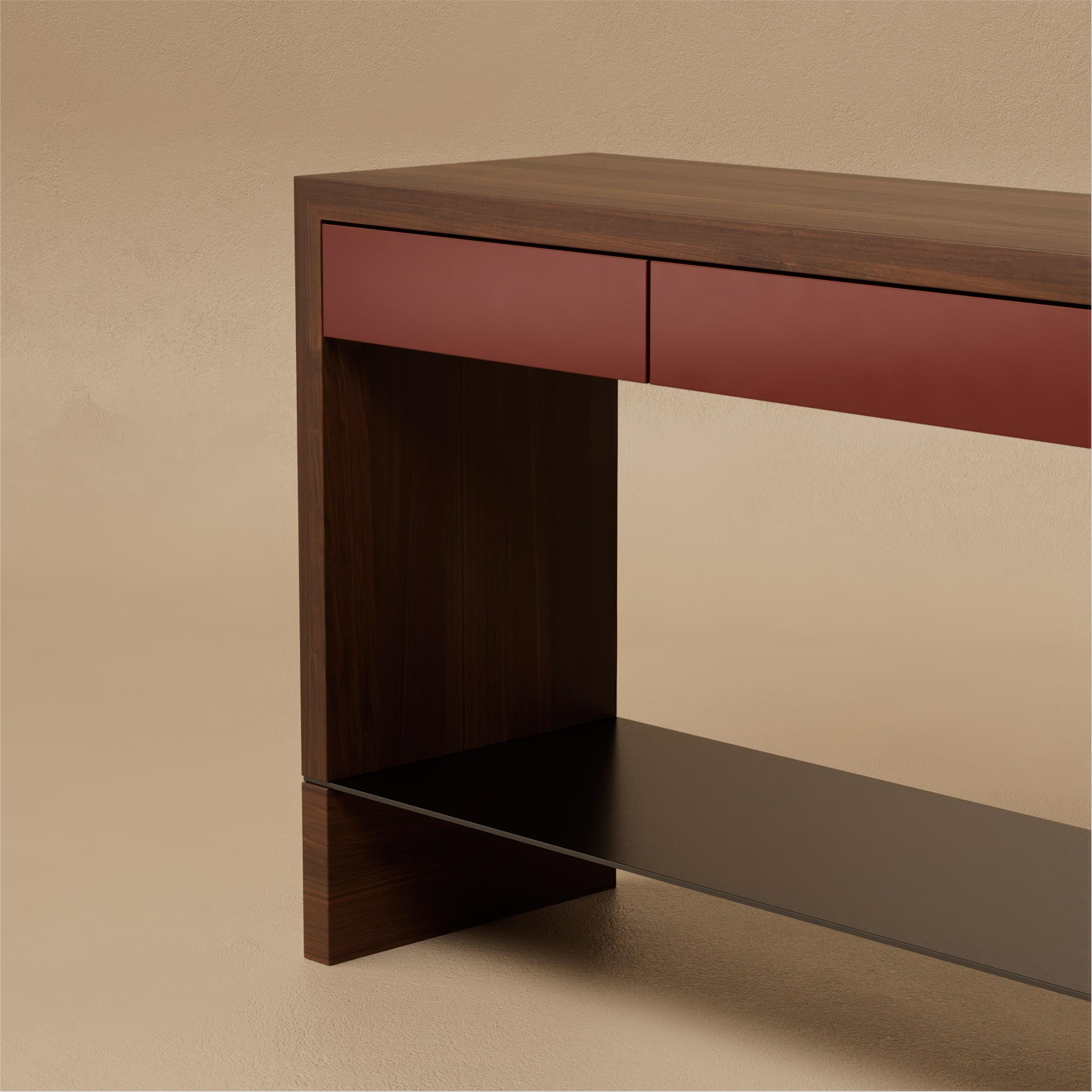 Modern G.08 Console Table / Natural Walnut with Lacquer by Lusano For Sale