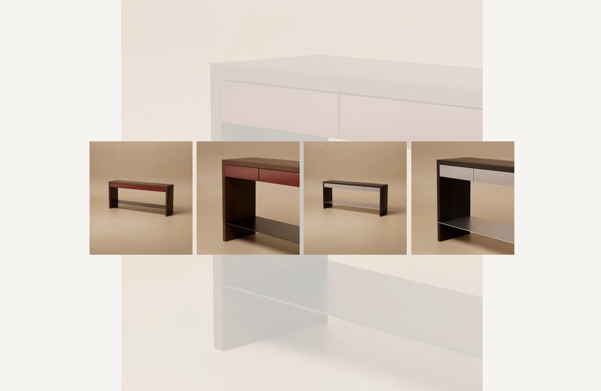 Hand-Crafted G.08 Console Table / Natural Walnut with Lacquer by Lusano For Sale