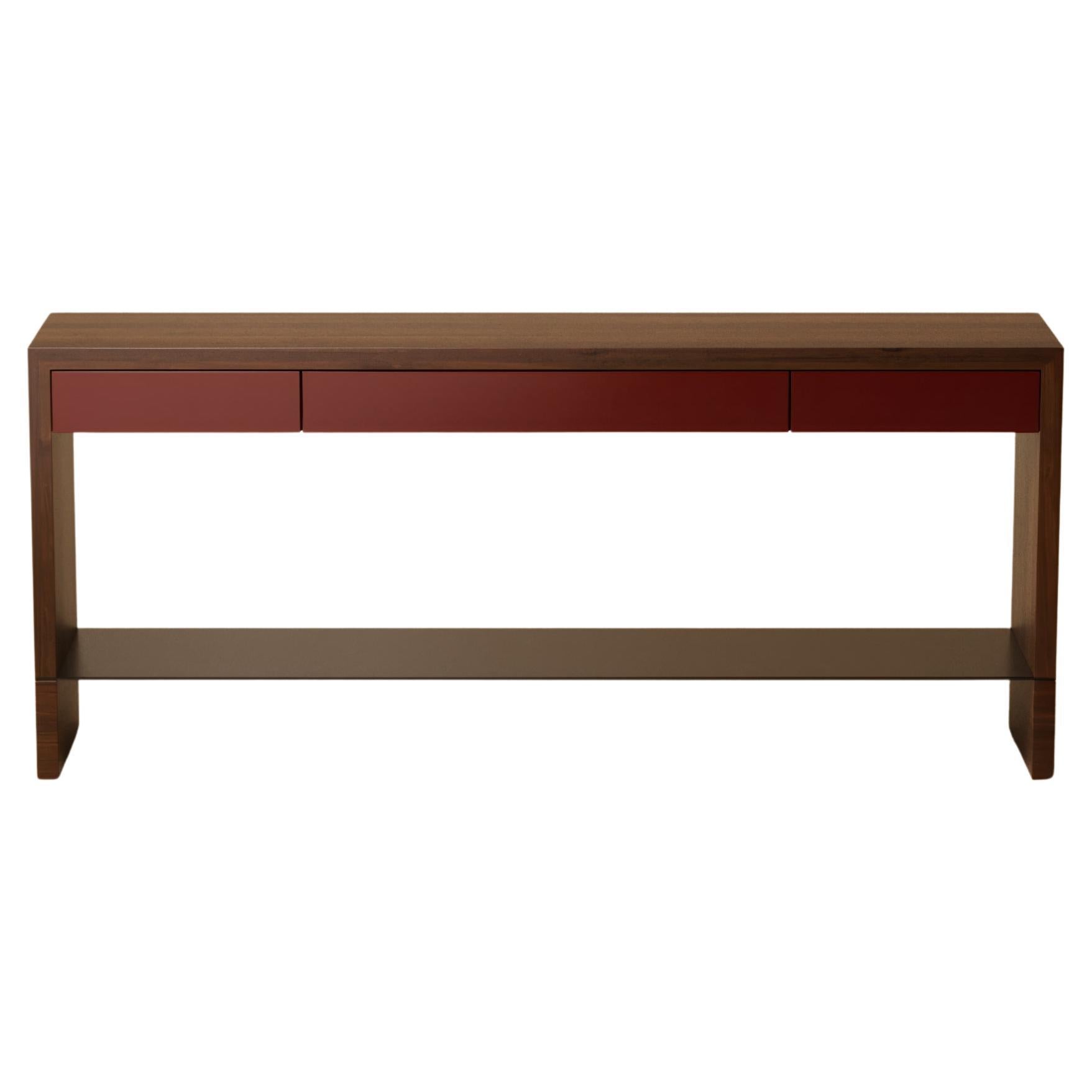 G.08 Console Table / Natural Walnut with Lacquer by Lusano For Sale