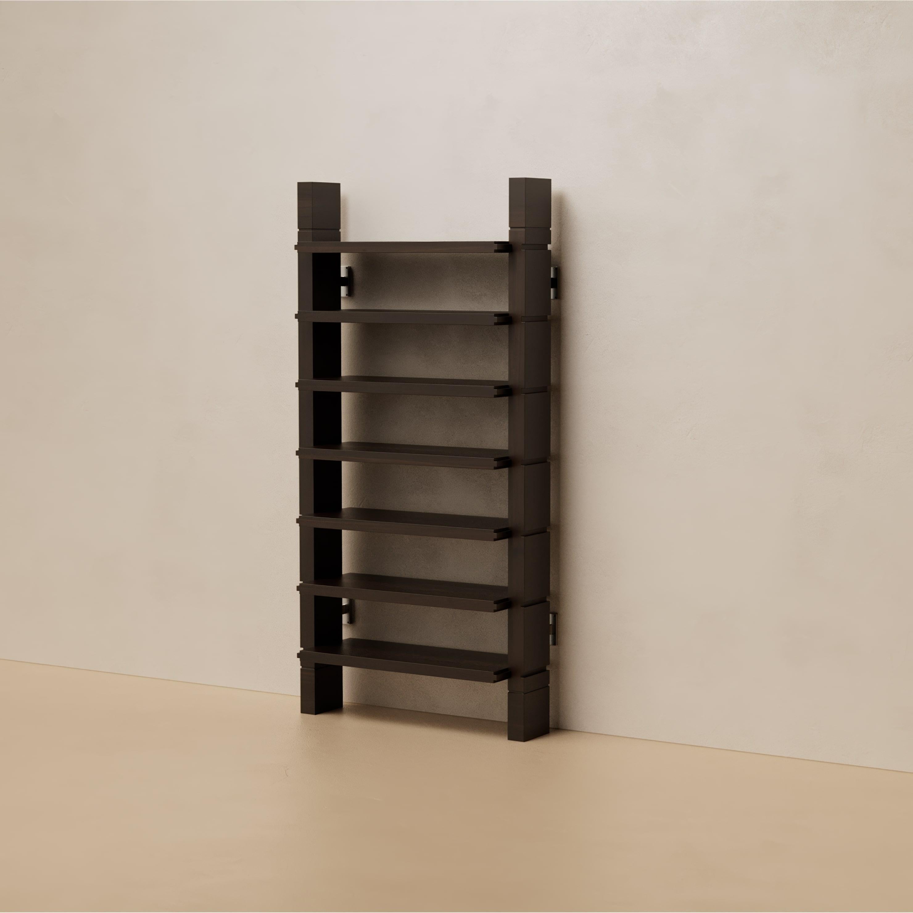American G.09 Bookshelf / Single Unit / Ebonized Walnut with Steel by Lusano For Sale