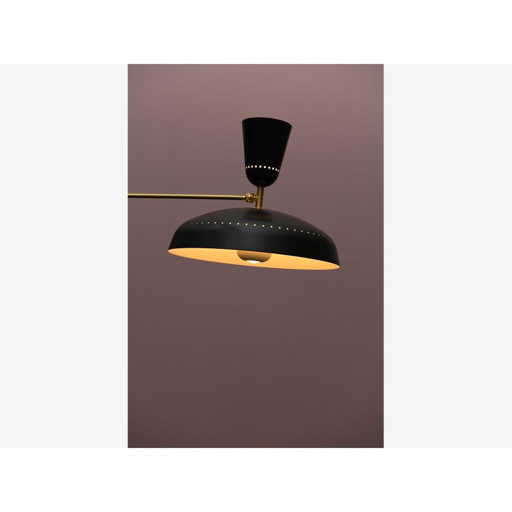 G1 suspension light by Pierre Guariche. Current production by Sammode Studio designed and manufactured in France. Brass, enameled metal. Wired for U.S. Standards. The stunning G1 pendant light is one of three versions of the iconic G1 series
