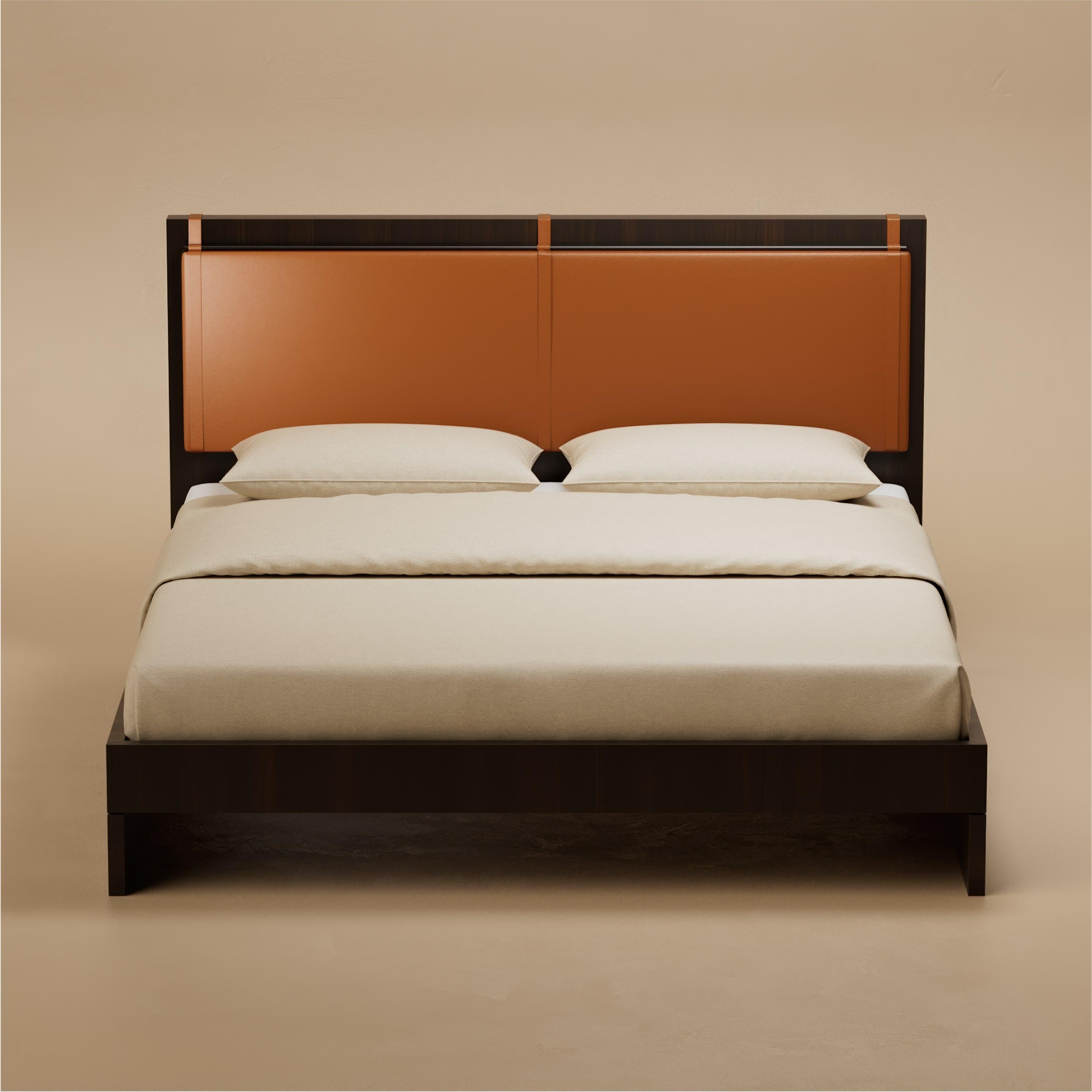Américain G.12 Bed / Ebonized Walnut with Steel by Lusano en vente
