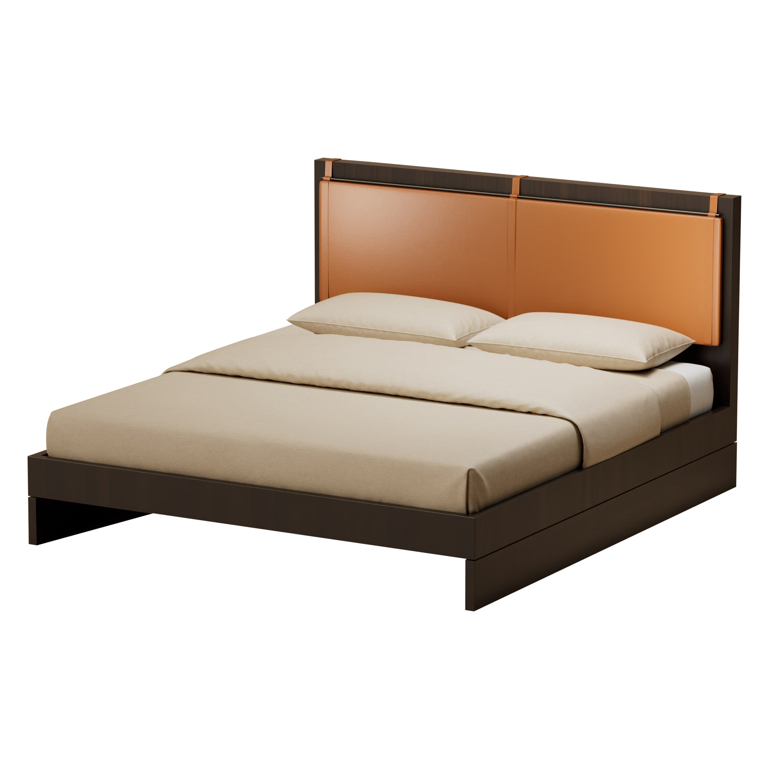 G.12 Bed / Ebonized Walnut with Steel by Lusano en vente