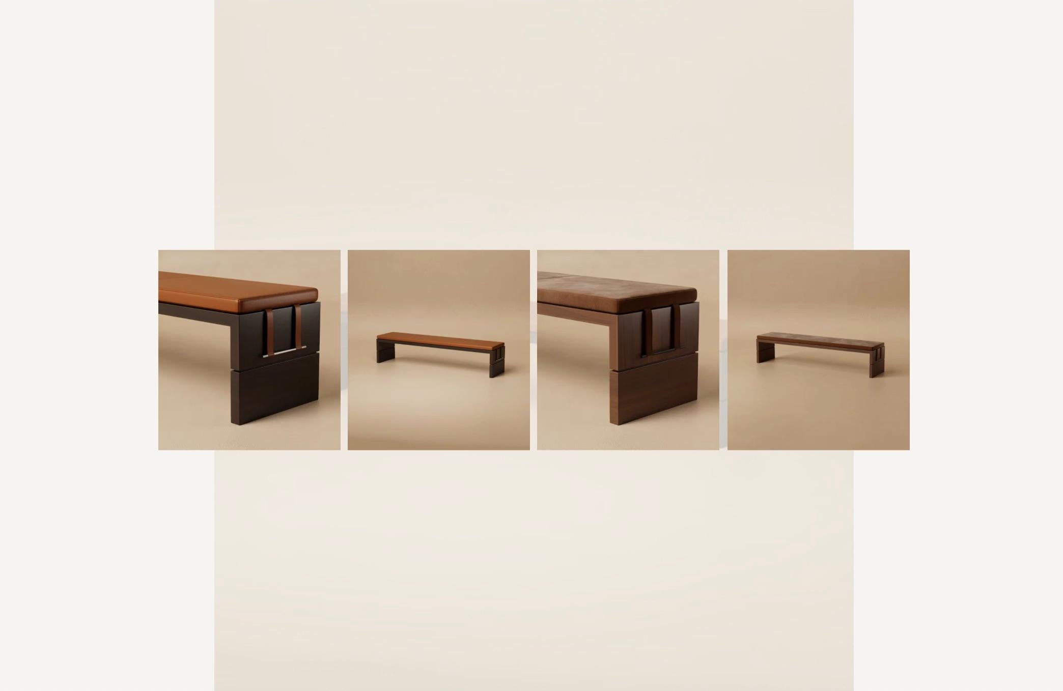 Hand-Crafted G.13 Bench / Ebonized Walnut with Steel by Lusano For Sale