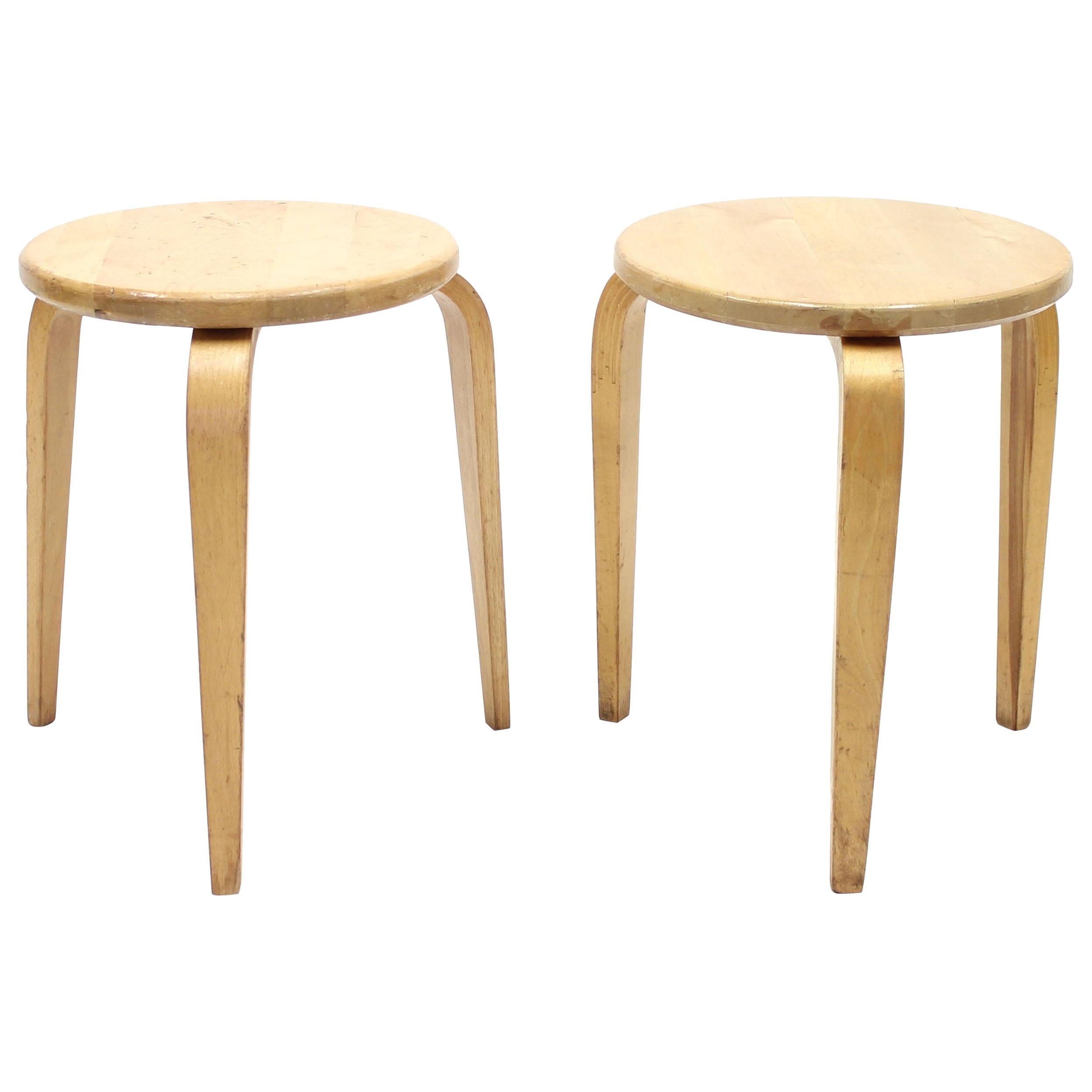 G.A. Berg, Pair of Birch Stools, 1940s For Sale