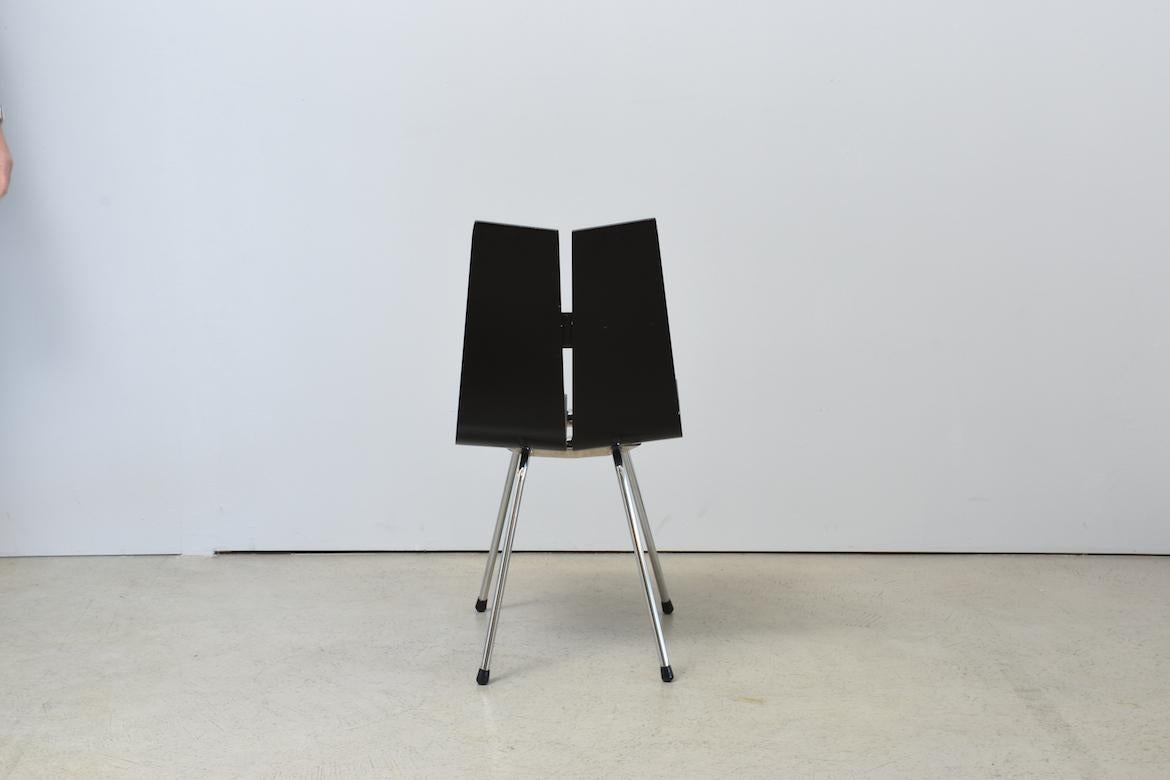 Mid-Century Modern GA Chair by Hans Bellmann for Horgenglarus, 1950s, Plywood Black Lacquered For Sale
