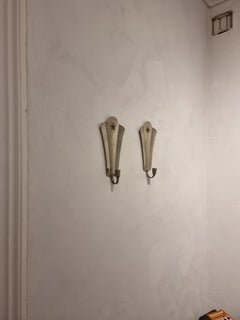 GAB, a pair candle sconces, pewter and brass, Swedish Grace, 1940