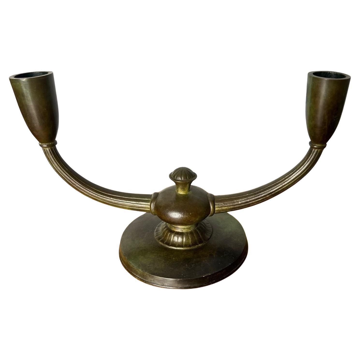 Art Deco Bronze Candelabra by GAB, Sweden, 1930s