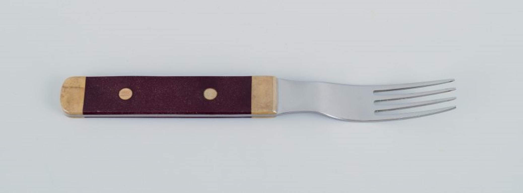 Brass GAB-Gense, complete set of six-person dinner cutlery in retro style.