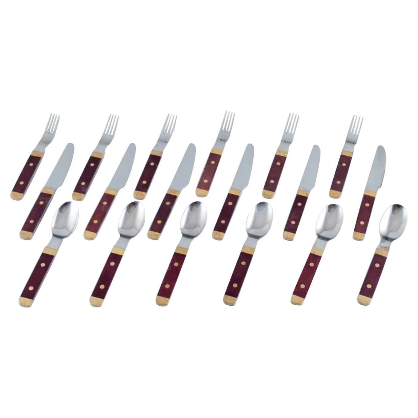 GAB-Gense, complete set of six-person dinner cutlery in retro style.