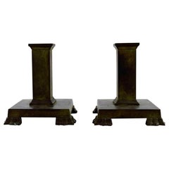 GAB 
Guldsmedsaktiebolaget
, a Pair of Art Deco Candleholders in Bronze