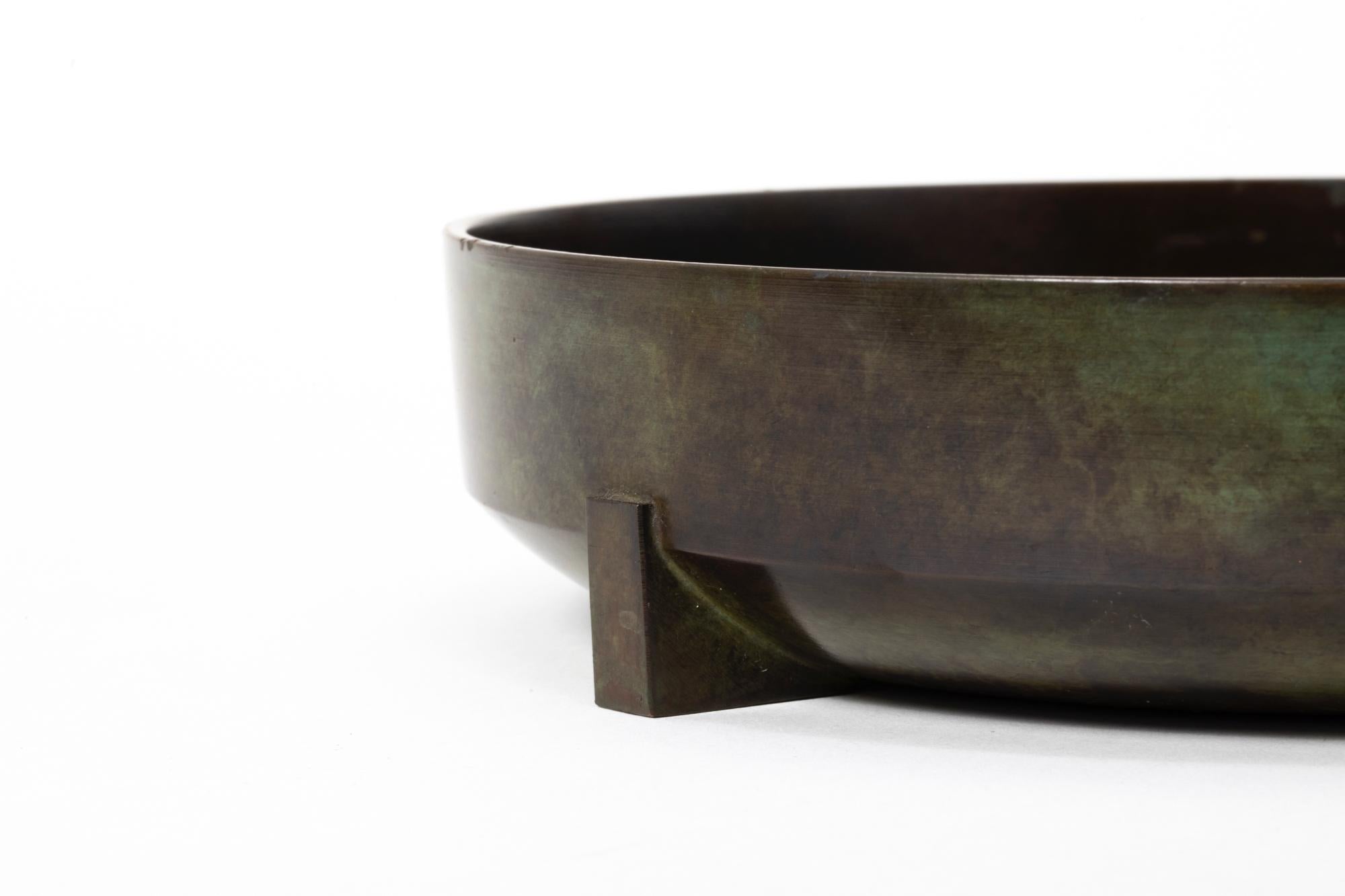 Swedish GAB Guldsmedsaktiebolaget Art Deco Bronze Modernist Low Bowl