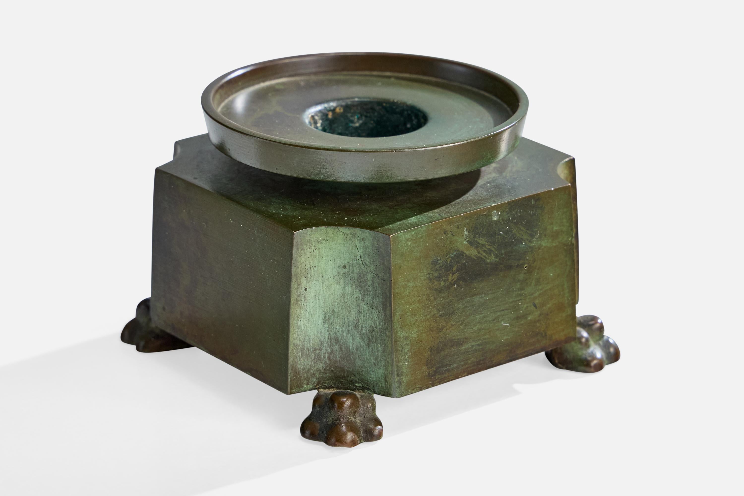 GAB Guldsmedsaktiebolaget, Kerzenleuchter, Bronze, Schweden, 1930er Jahre (Schwedisch) im Angebot