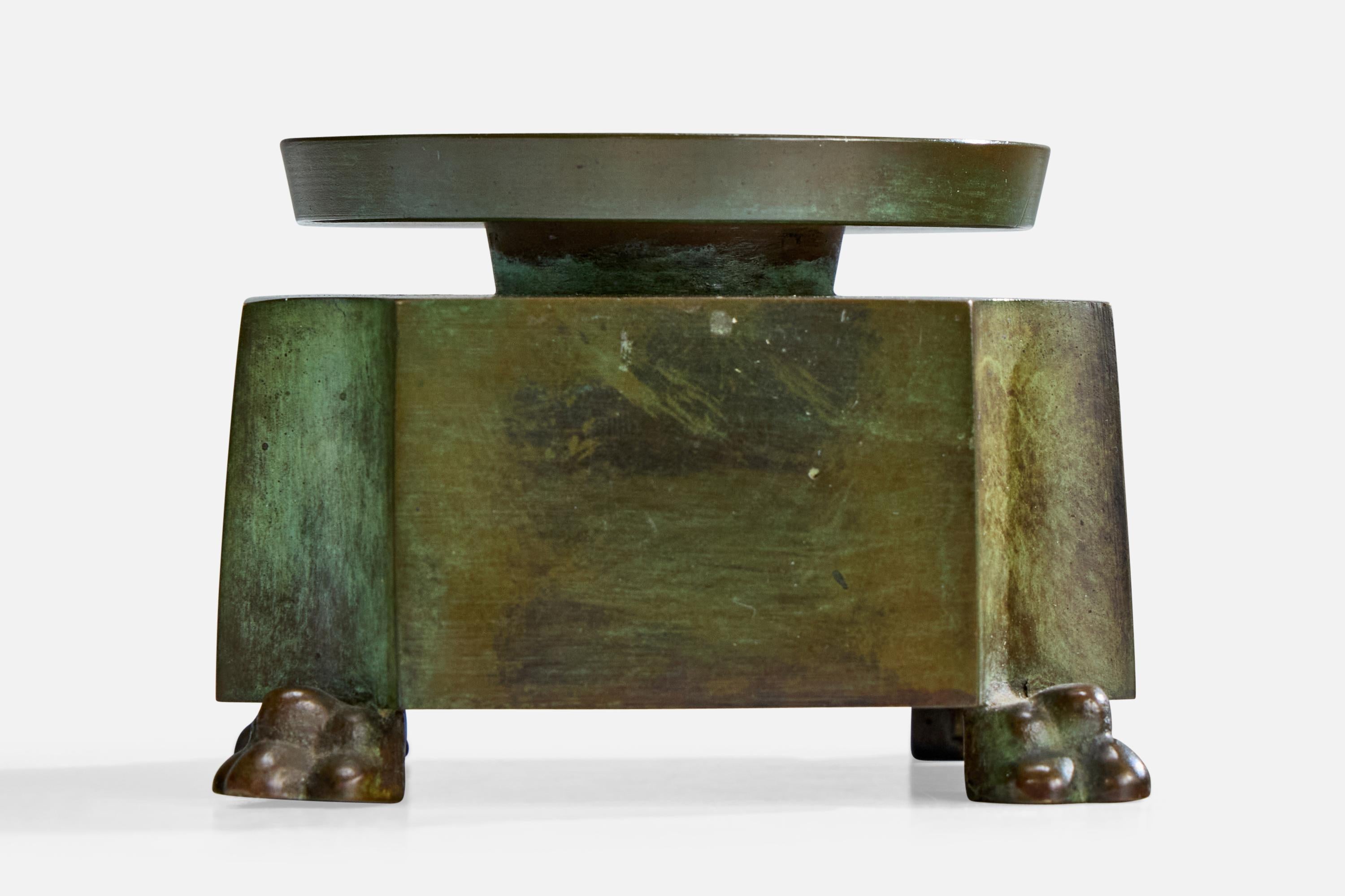 GAB Guldsmedsaktiebolaget, Kerzenleuchter, Bronze, Schweden, 1930er Jahre im Zustand „Gut“ im Angebot in High Point, NC