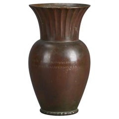 GAB Guldsmedsaktiebolaget, Inscribed Vase, Bronze, Sweden, 1930s