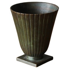 GAB Guldsmedsaktiebolaget, Small Fluted Vase, Bronze, Sweden, 1940s