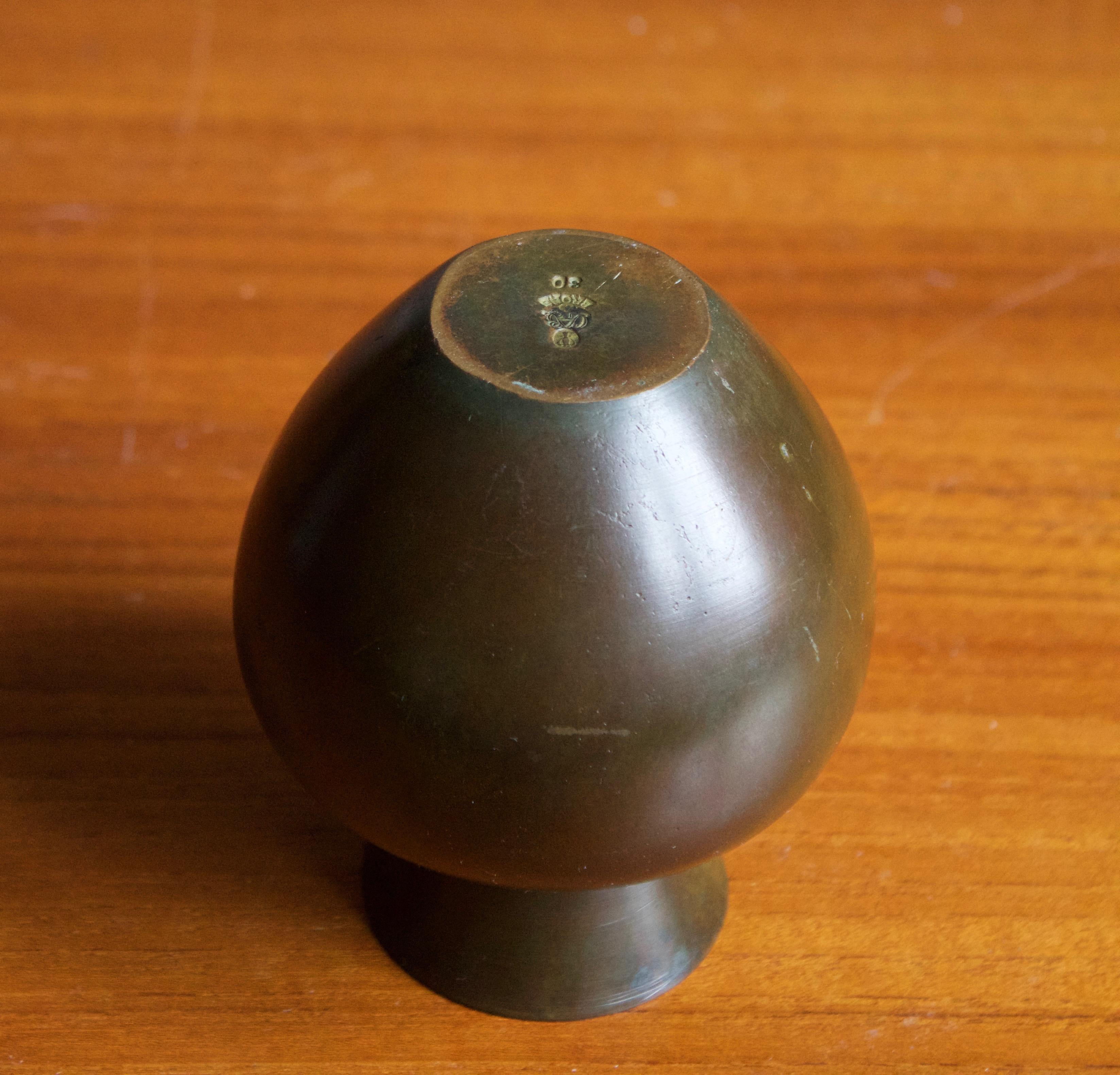 Swedish GAB Guldsmedsaktiebolaget, Small Vase, Bronze, Sweden, 1930s
