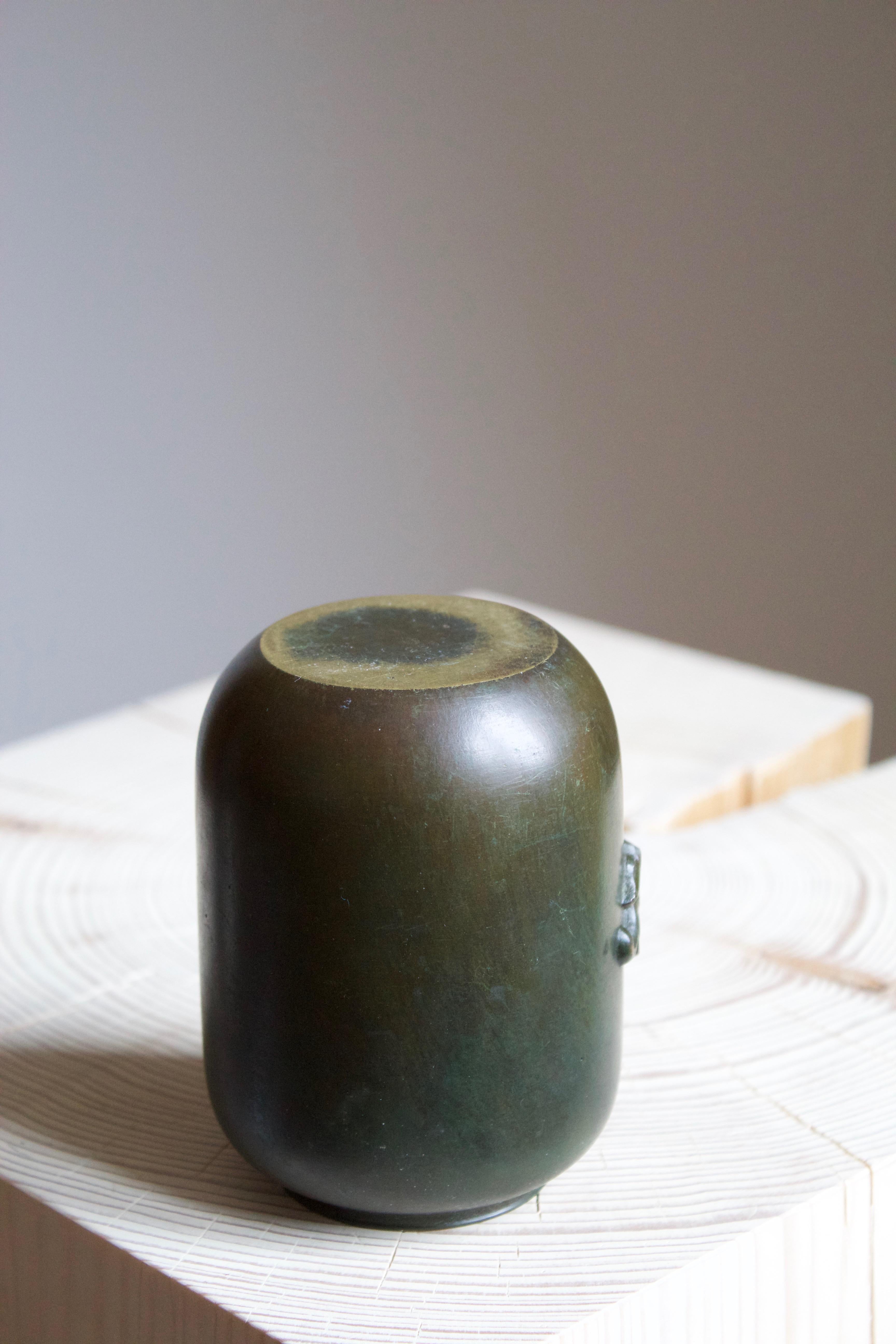 GAB Guldsmedsaktiebolaget, Small Vase, Bronze, Sweden, 1930s In Good Condition In High Point, NC