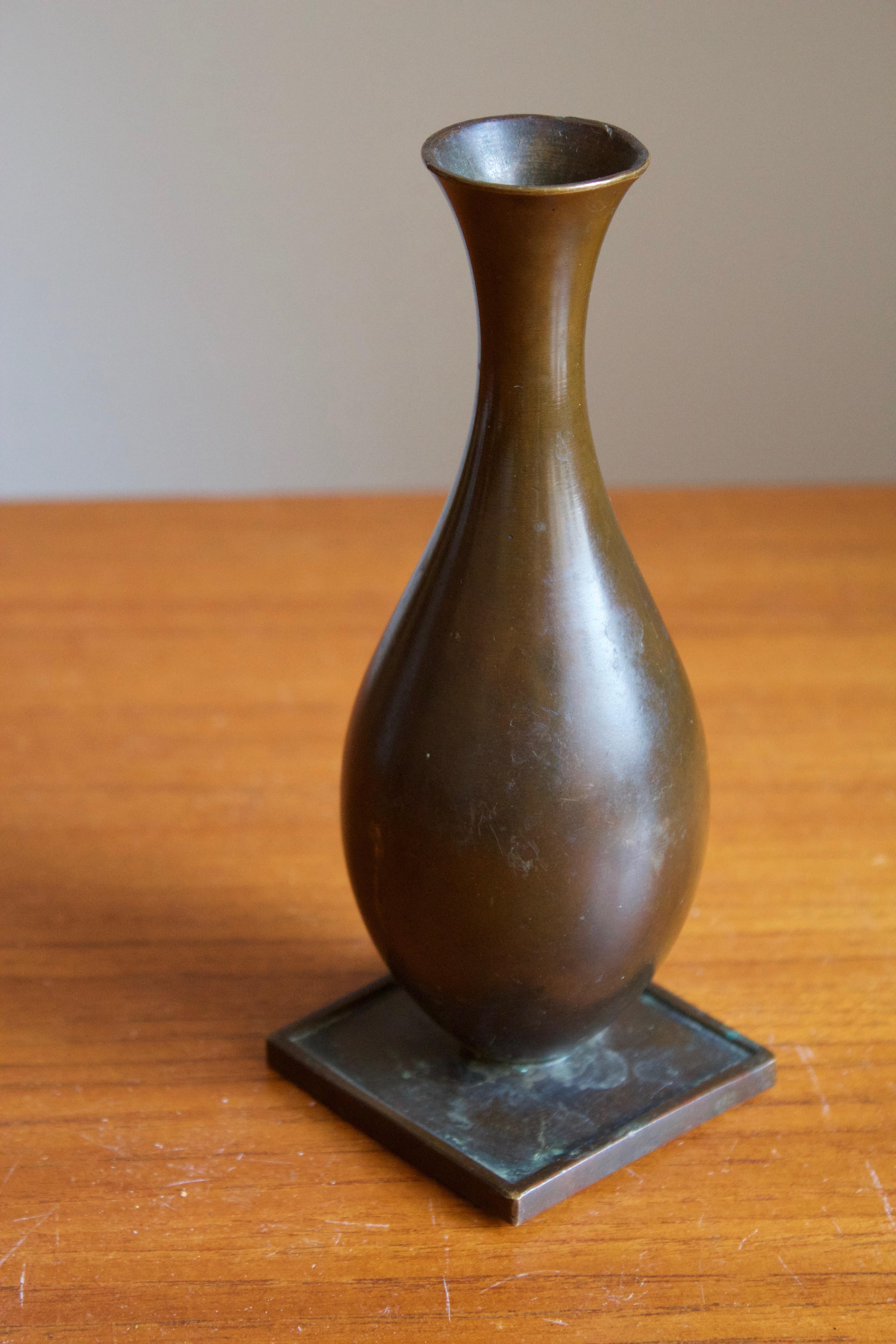 Art Deco GAB Guldsmedsaktiebolaget, Small Vase or Vessel, Bronze, Sweden, 1930s
