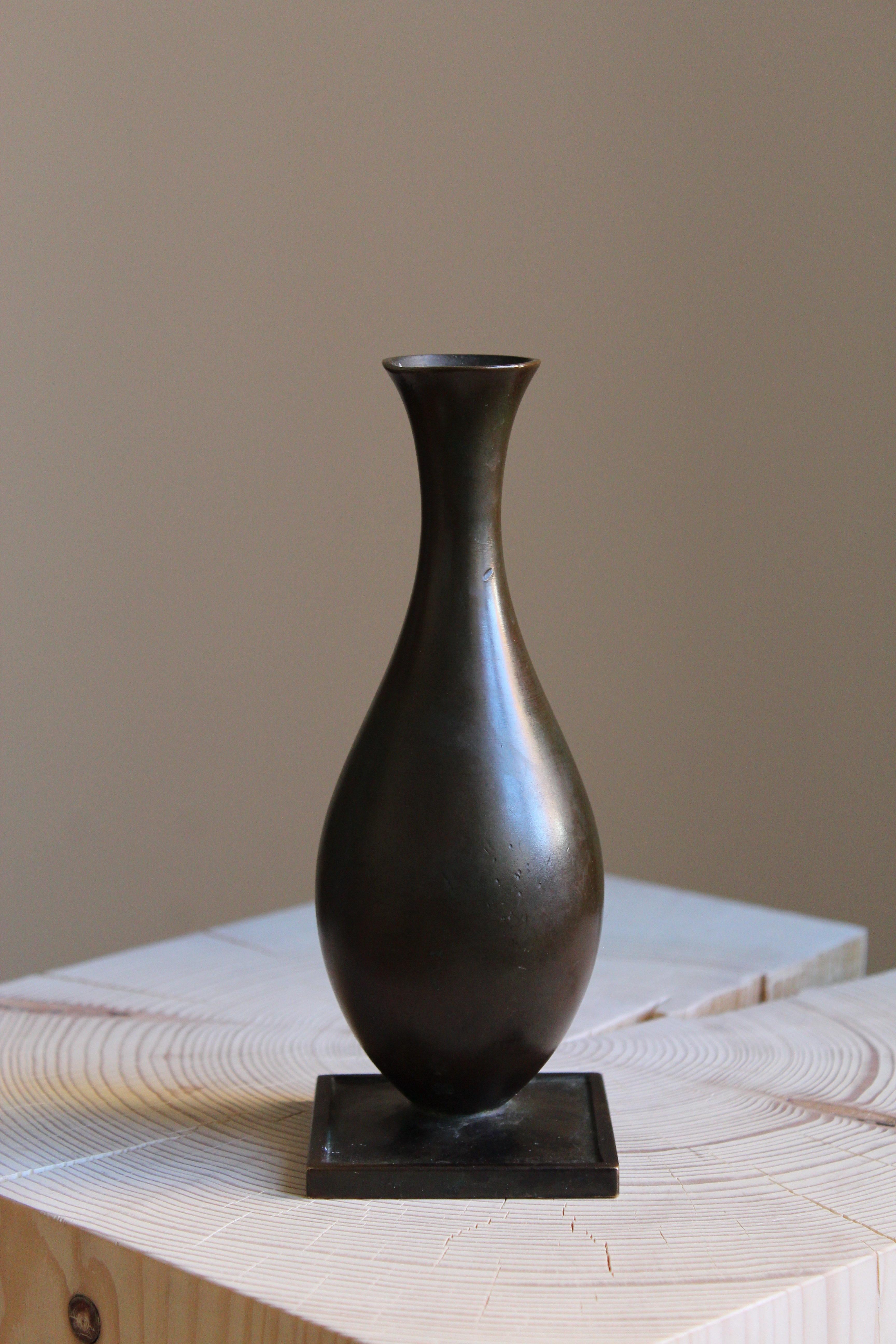 Swedish GAB Guldsmedsaktiebolaget, Small Vase or Vessel, Bronze, Sweden, 1930s