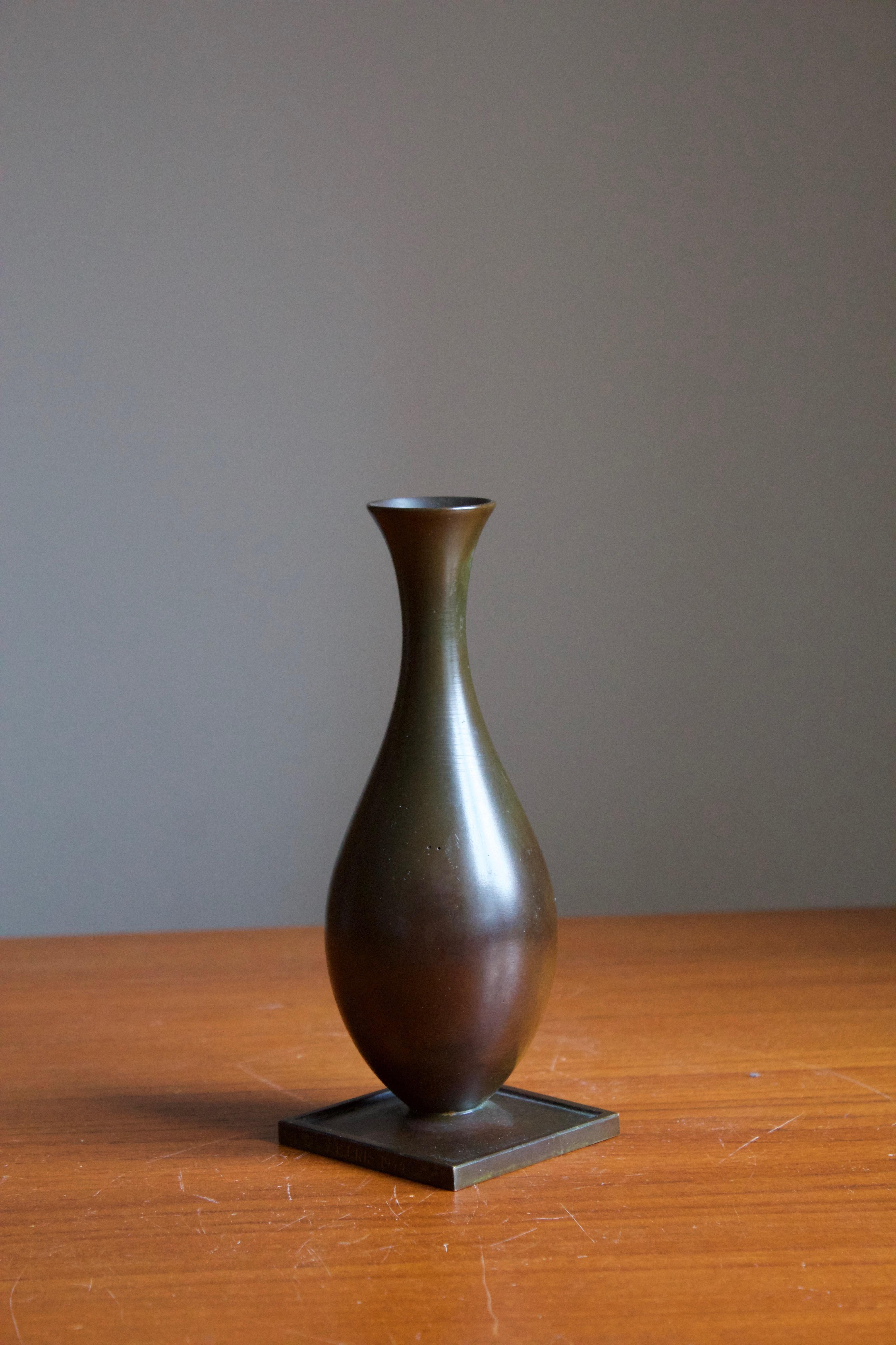 A vase or vessel, designed and produced by GAB, stamped with makers mark, Sweden, 1944. In cast bronze. With inscription, dated 1944

Other designers of the period include Josef Frank, Kaare Klint, Estrid Ericson, and Just Andersen.
 