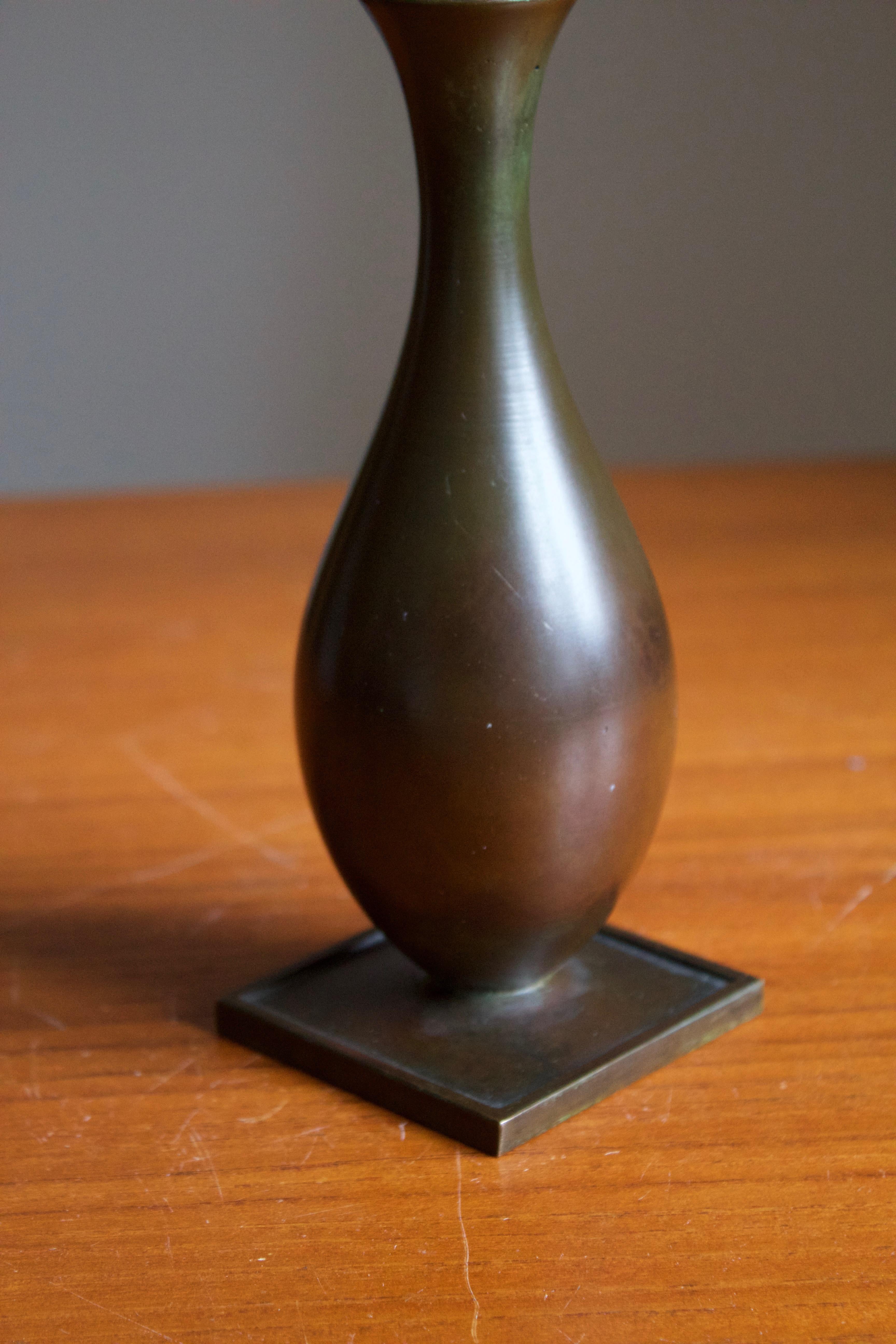 Art Deco GAB Guldsmedsaktiebolaget, Small Vase or Vessel, Bronze, Sweden, 1944