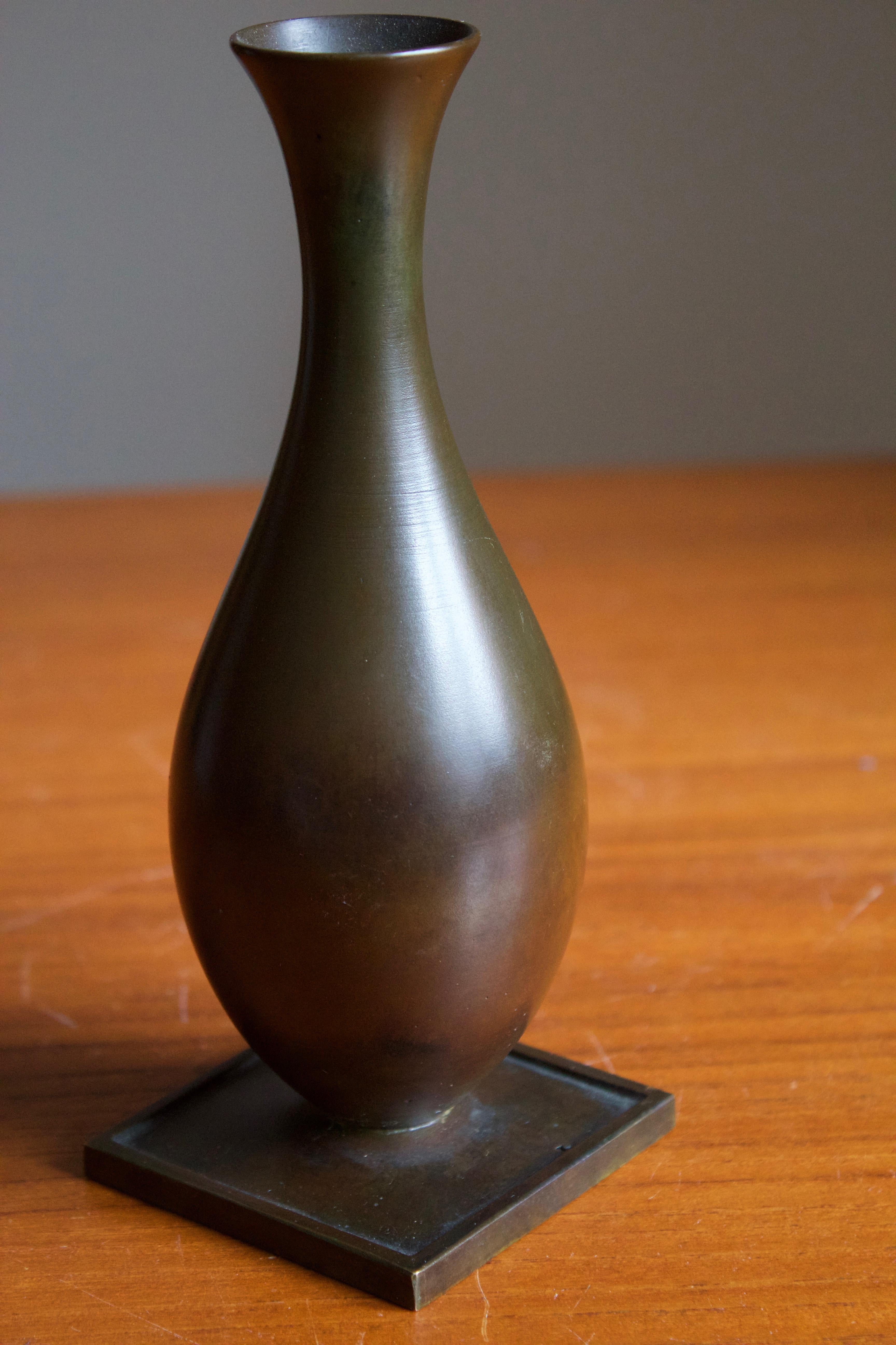 Swedish GAB Guldsmedsaktiebolaget, Small Vase or Vessel, Bronze, Sweden, 1944