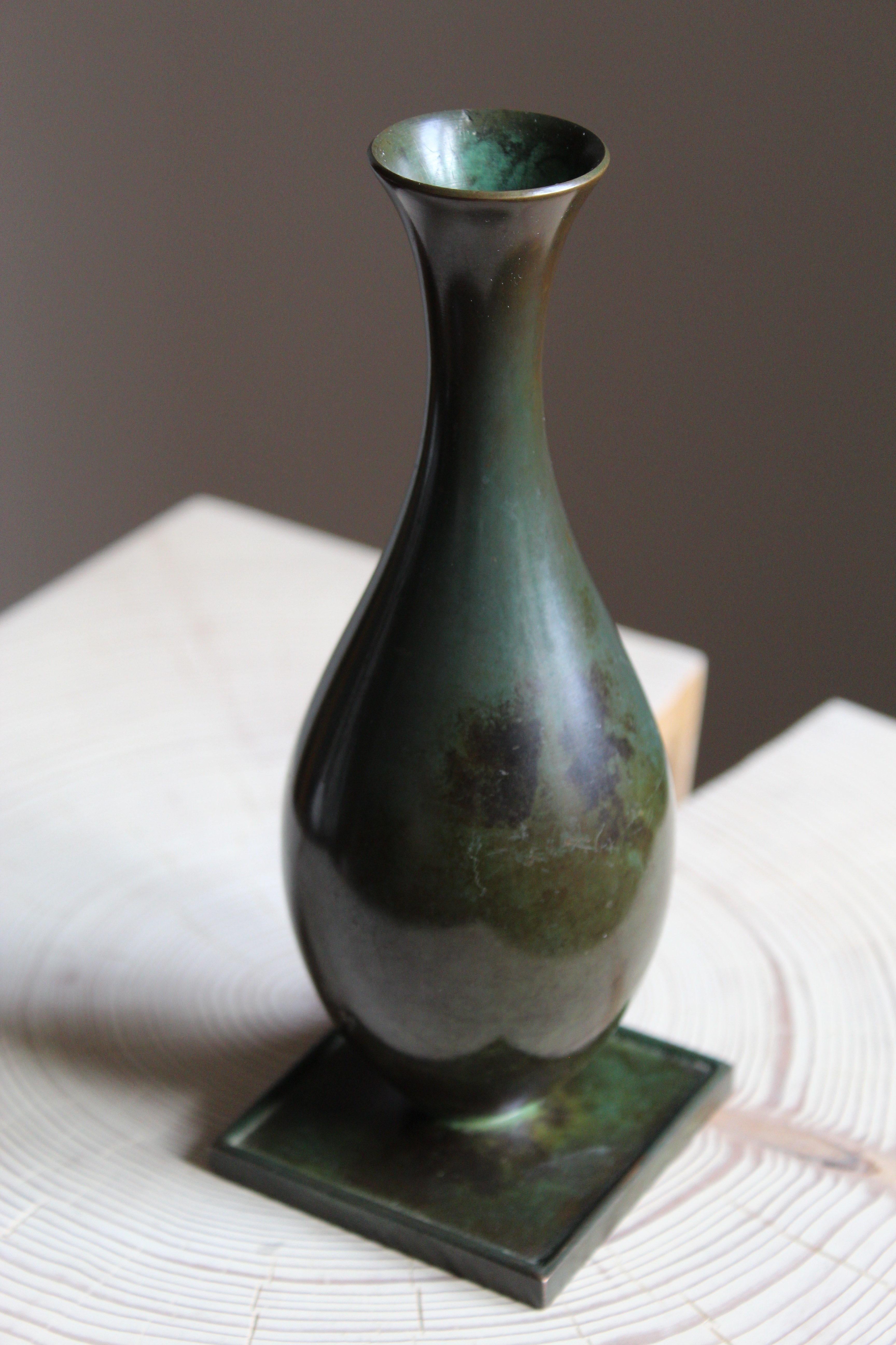 Art Deco GAB Guldsmedsaktiebolaget, Small Vase or Vessel, Bronze, Sweden, 1930s