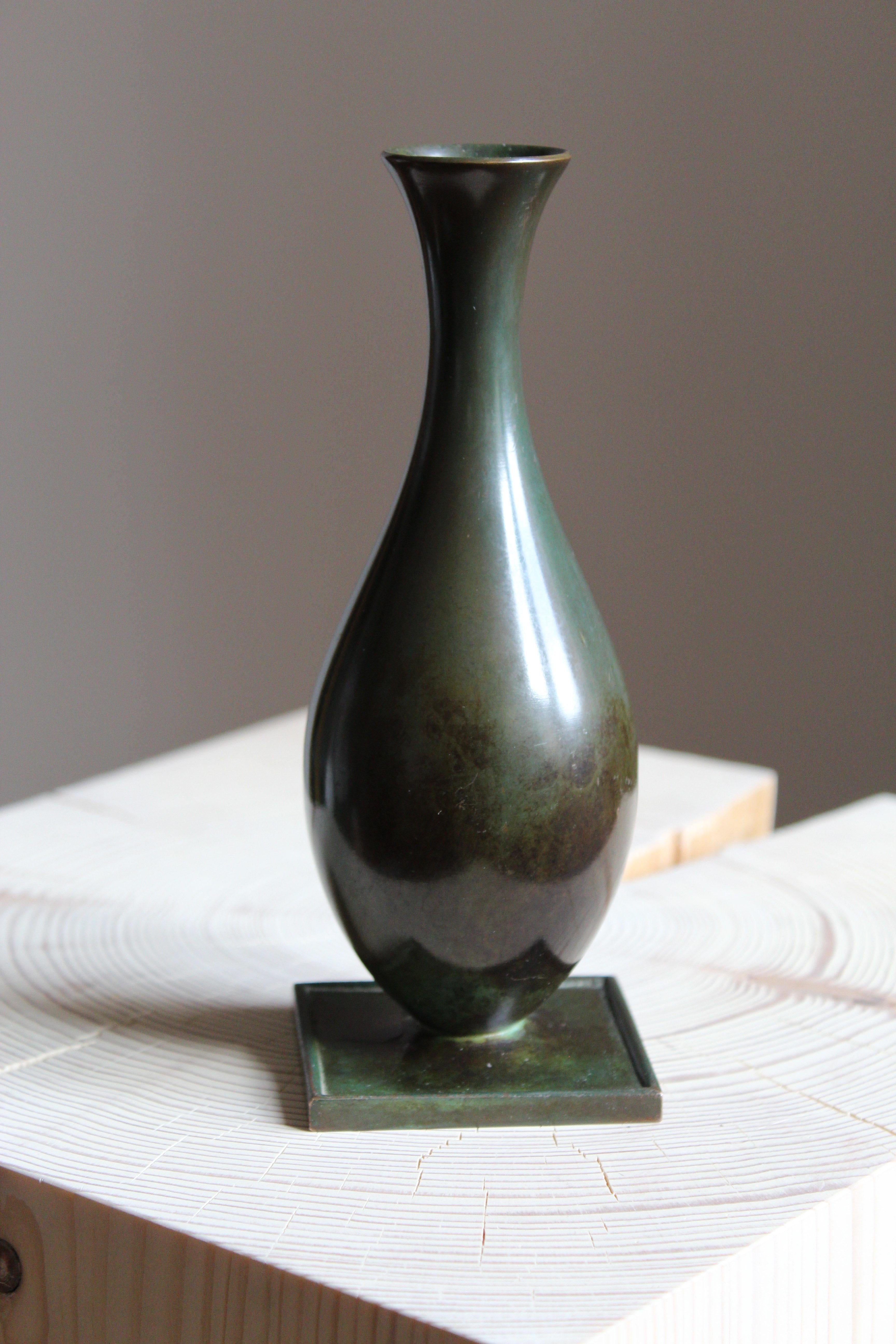 GAB Guldsmedsaktiebolaget, Small Vase or Vessel, Bronze, Sweden, 1930s In Good Condition In High Point, NC