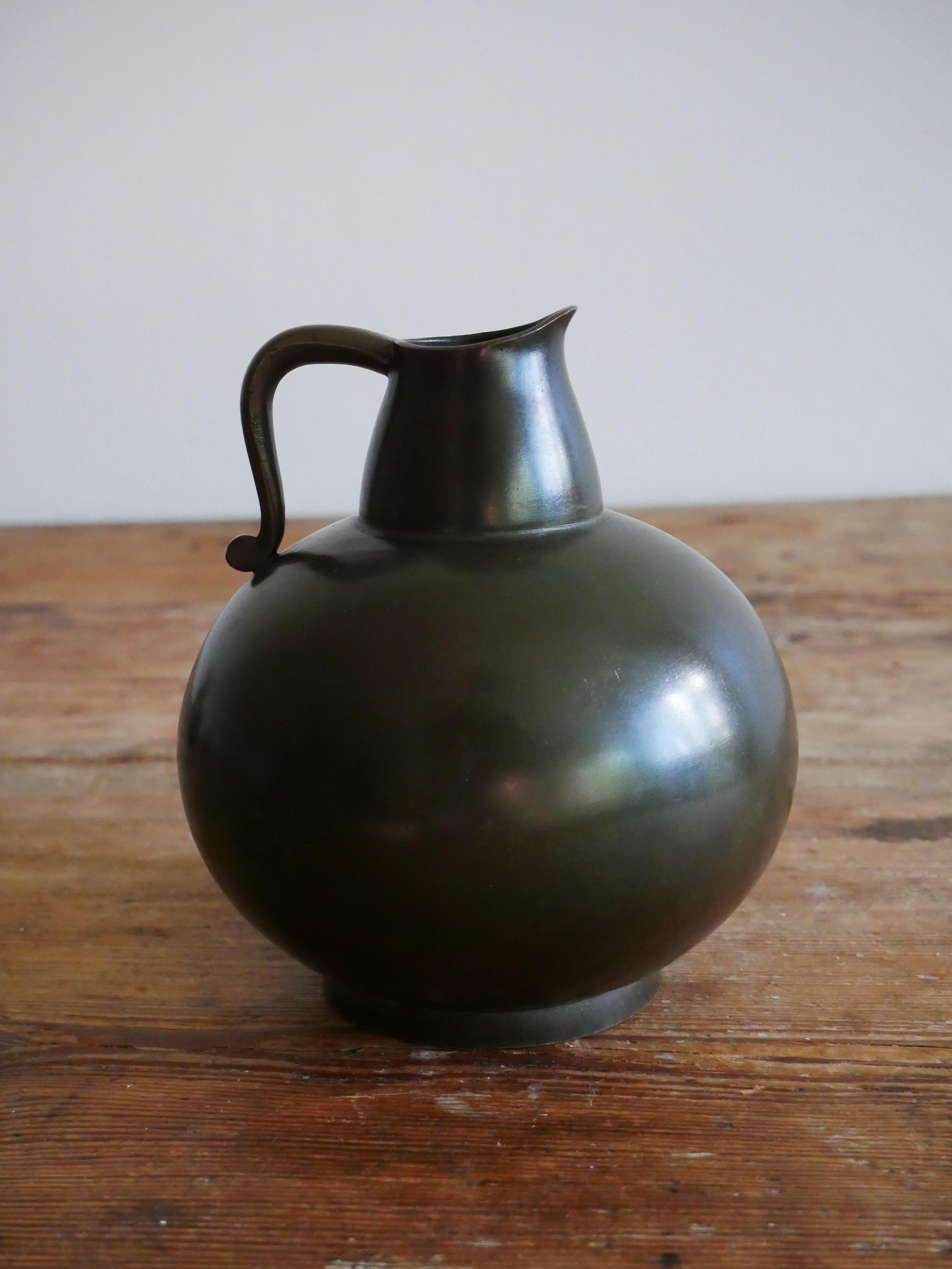 Patinated GAB Guldsmedsaktiebolaget, Vase, Bronze, Sweden, 1930s For Sale