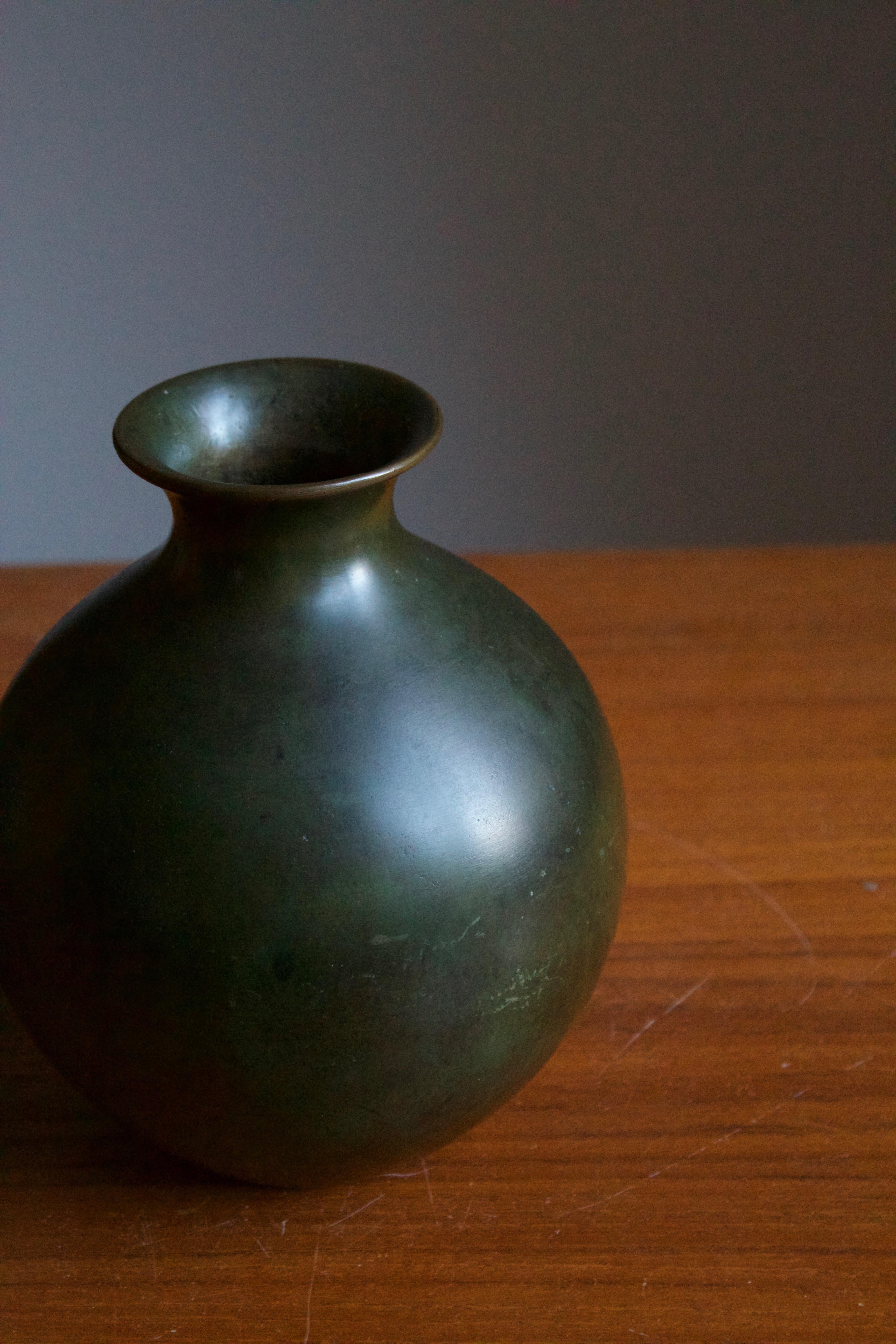 Swedish GAB Guldsmedsaktiebolaget, Vase, Bronze, Sweden, 1940s