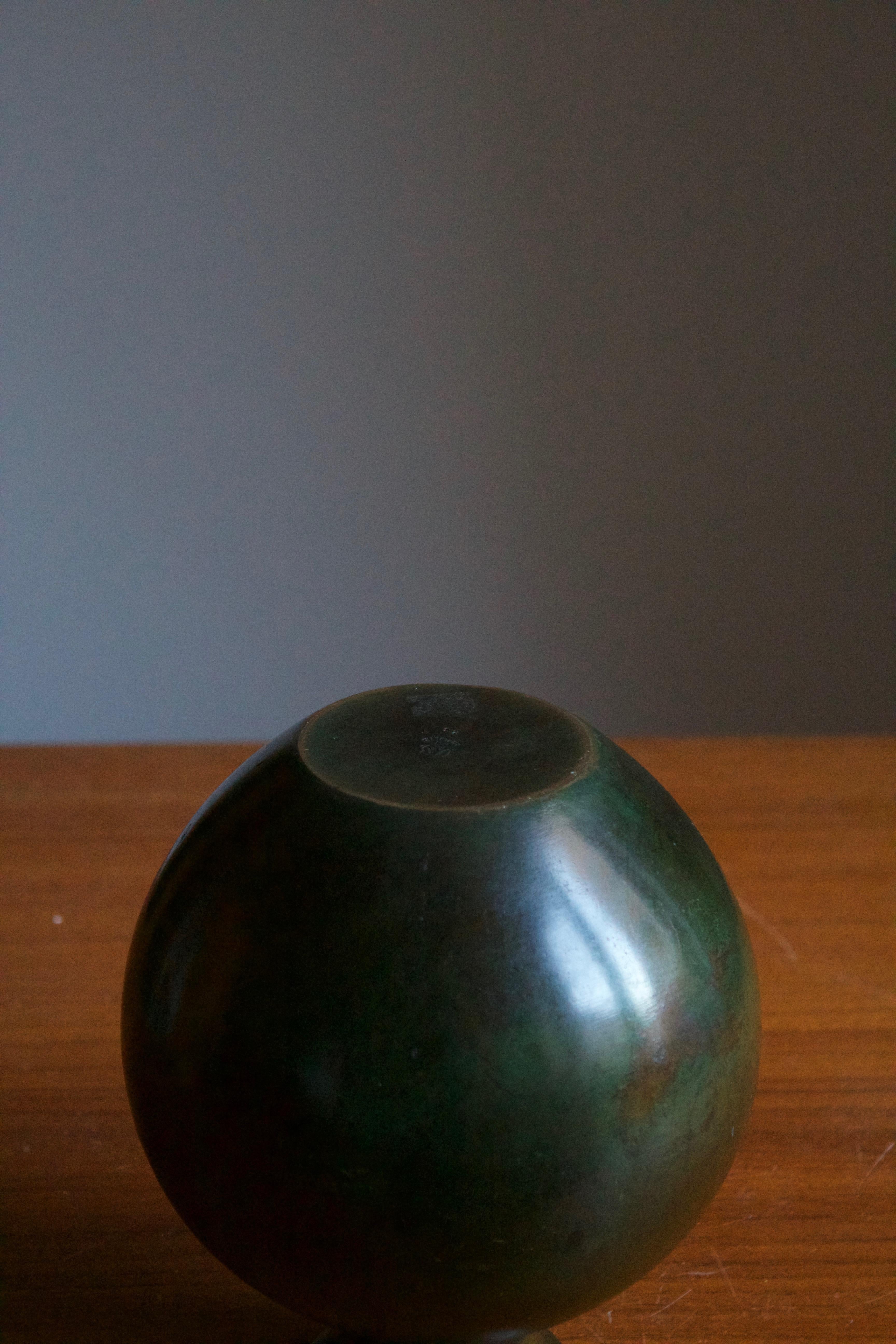GAB Guldsmedsaktiebolaget, Vase, Bronze, Sweden, 1940s In Good Condition In High Point, NC
