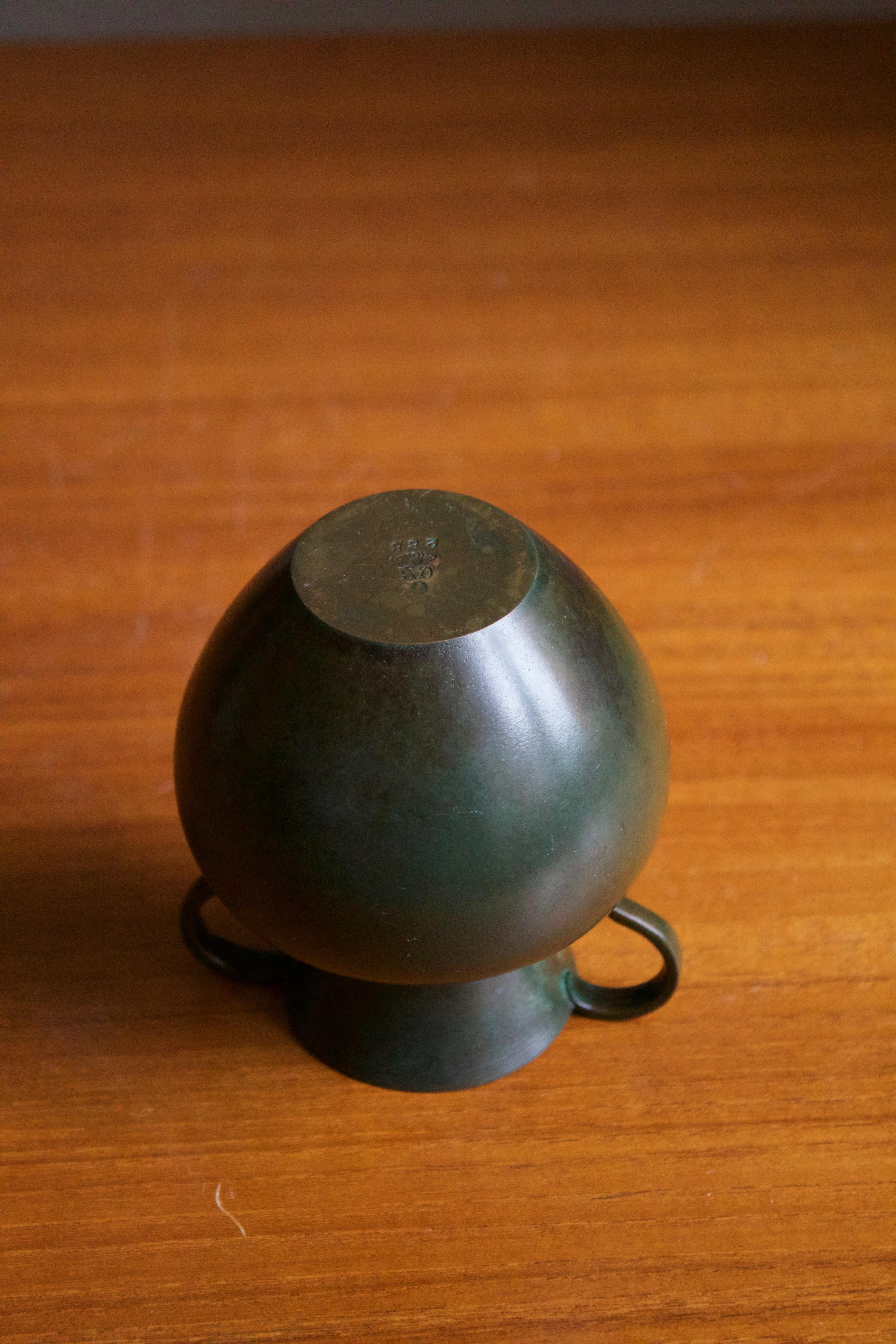 GAB Guldsmedsaktiebolaget, Vase or Vessel, Bronze, Sweden, 1930s In Good Condition In High Point, NC