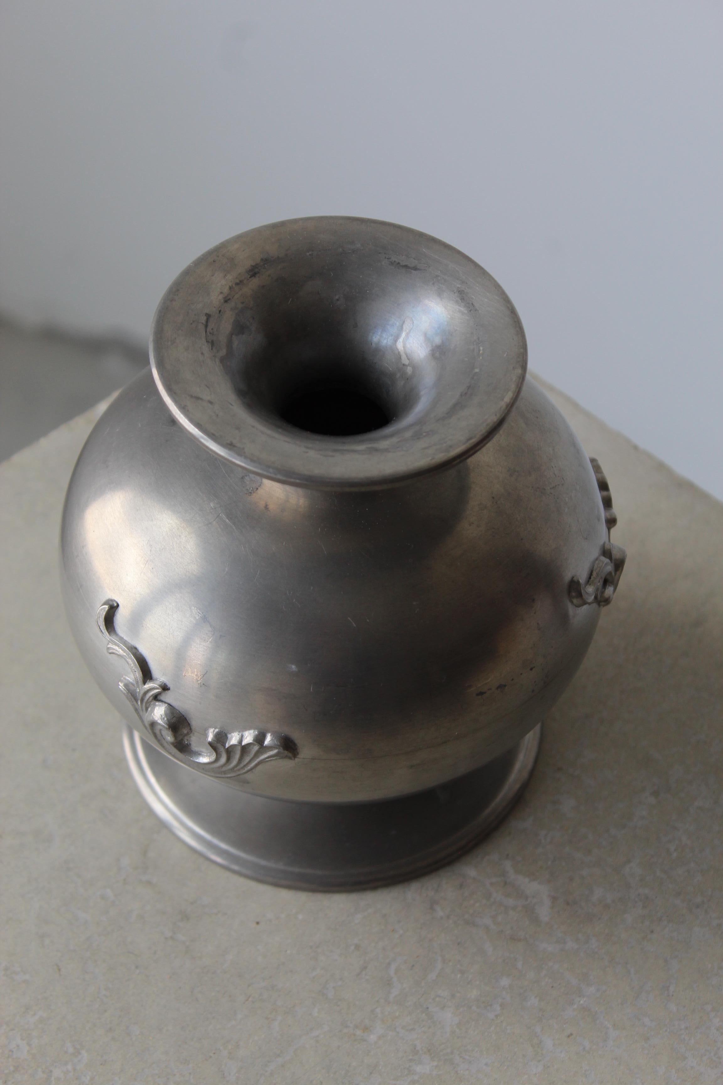 Gab Guldsmedsaktiebolaget, Vase, Pewter, Sweden, 1930s In Good Condition In High Point, NC