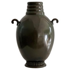 GAB Large Patinated Handled Bronze Vase, 160, 1930s, Sweden