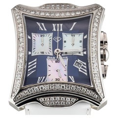 Gab Marine Montre chronographe à quartz grande taille en acier inoxydable et diamants pour femme